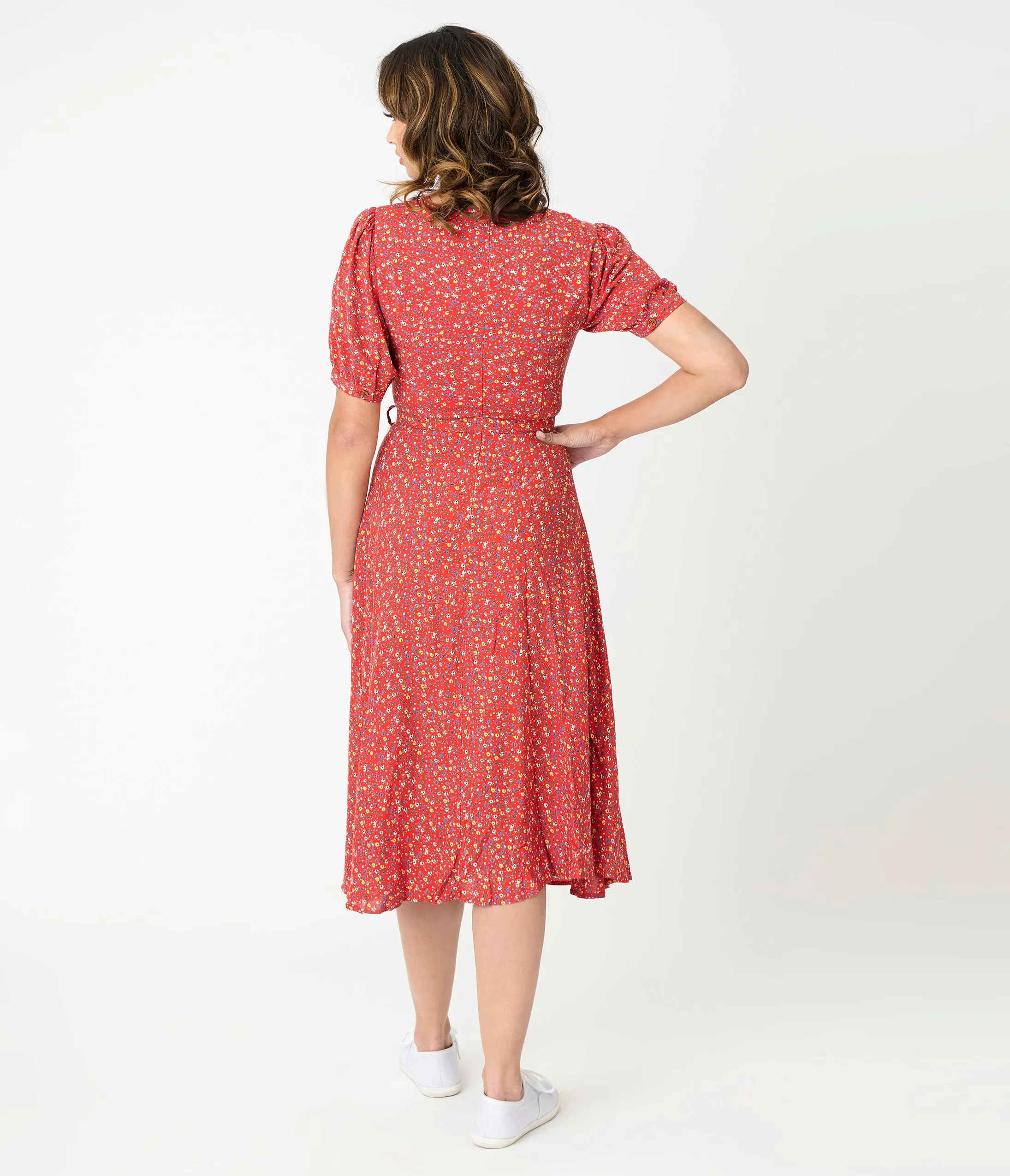 Royal Monk Red Summer Floral Eva Bloom Midi Dress sold by Unique Vintage product image thumbnail 3