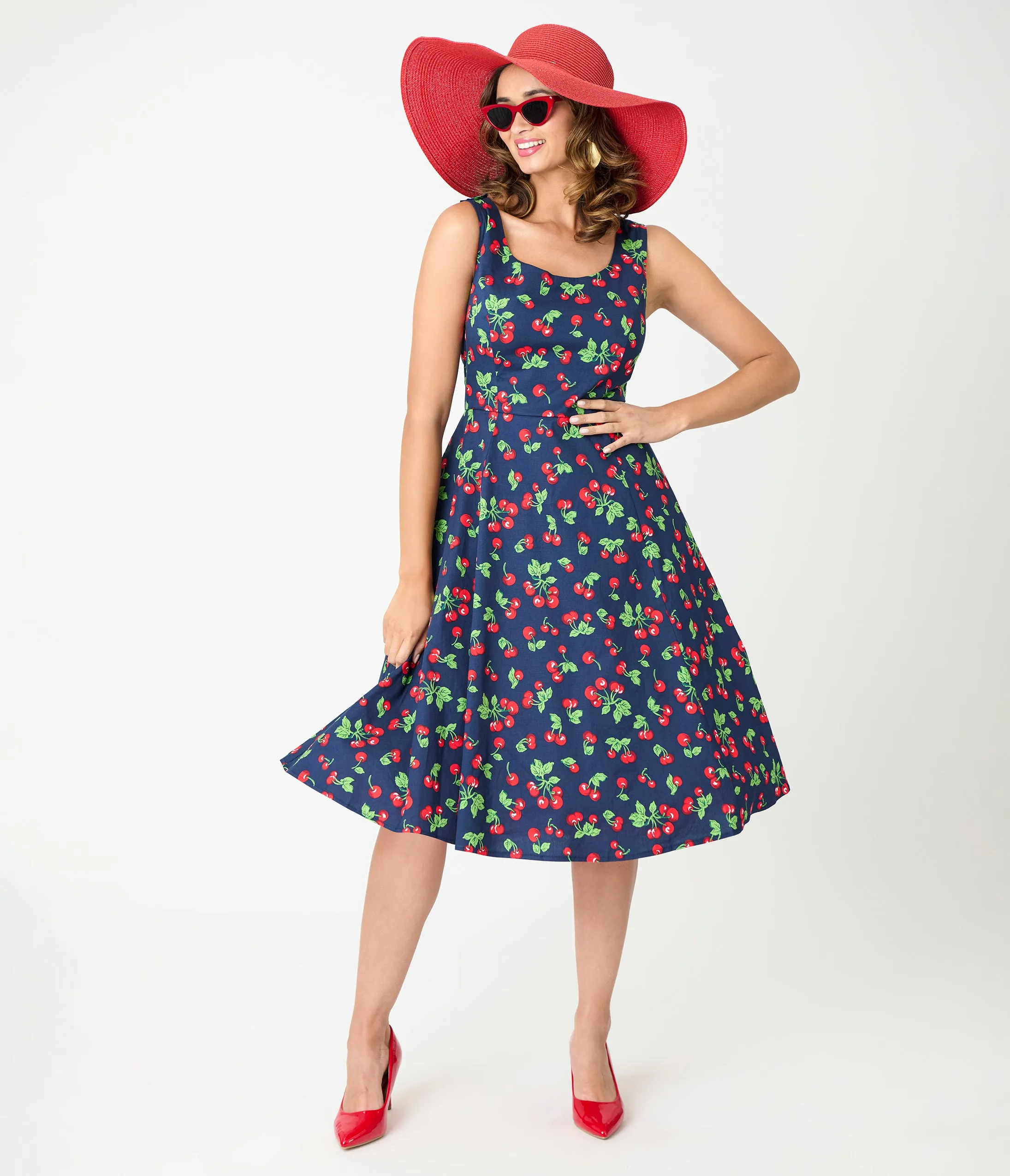 Royal Monk Navy Cherry Heart Nora Swing Dress sold by Unique Vintage product image thumbnail 3