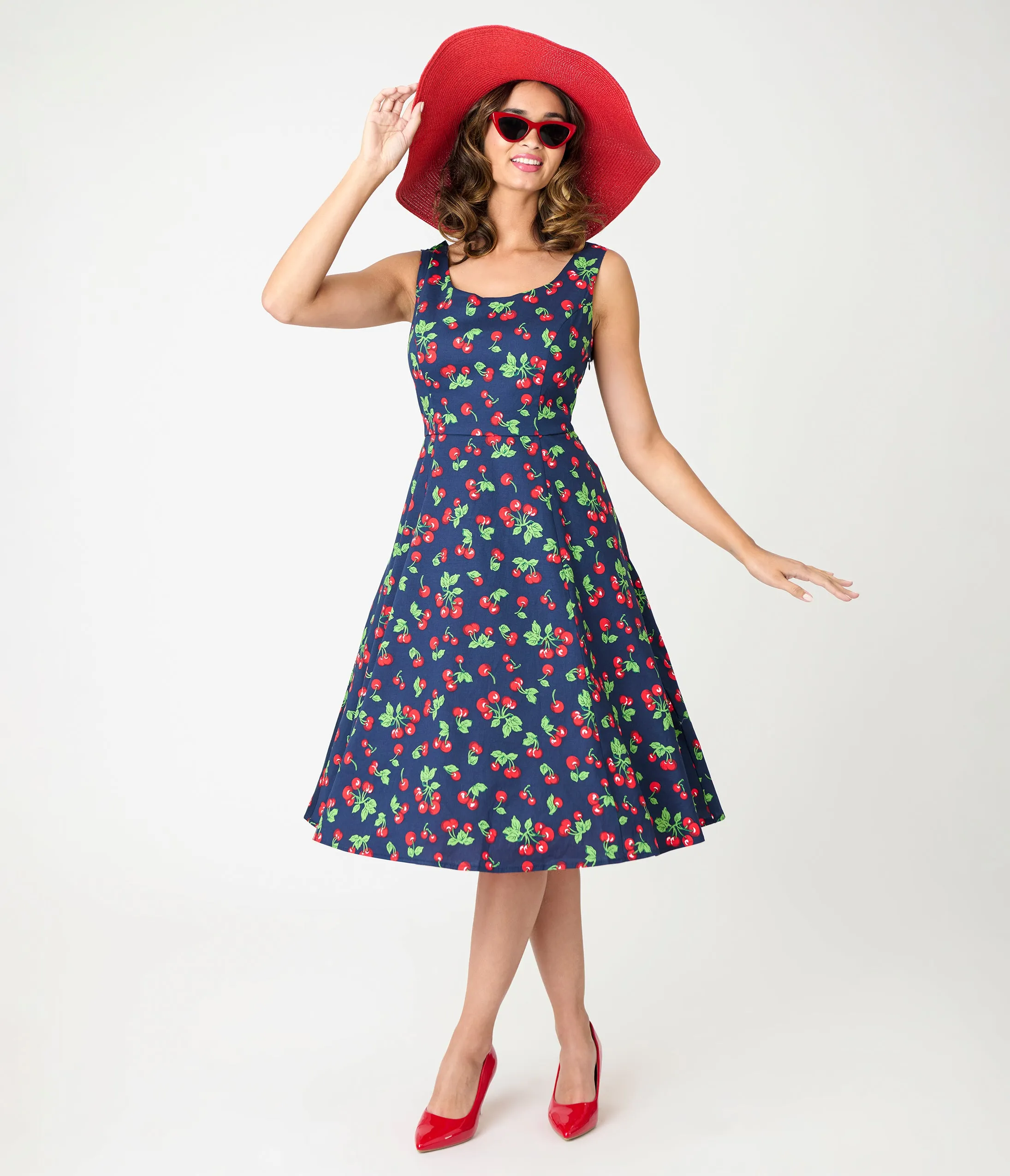 Royal Monk Navy Cherry Heart Nora Swing Dress sold by Unique Vintage product image thumbnail 4
