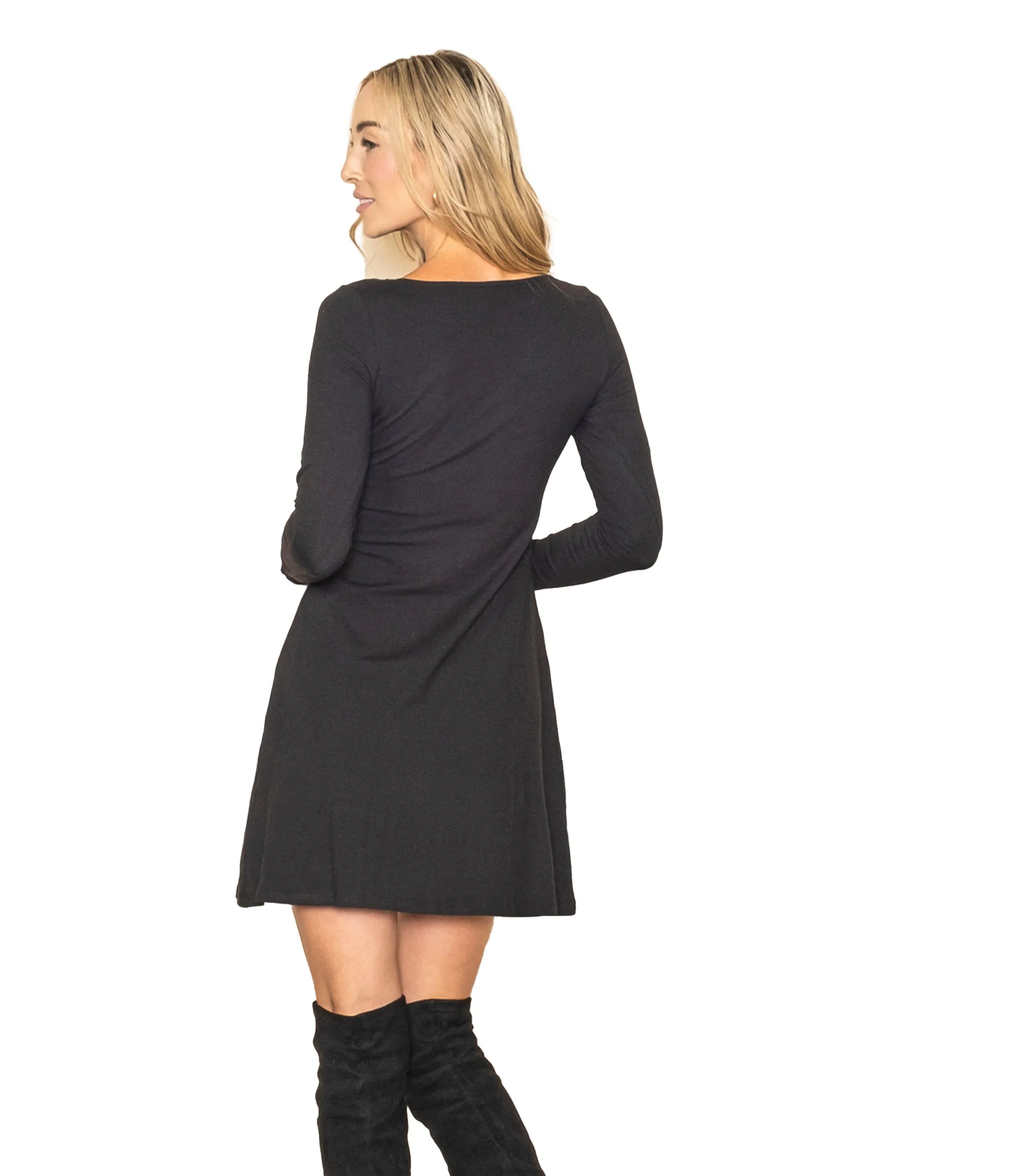 Black Long Sleeve Tunic Dress sold by Unique Vintage product image thumbnail 4