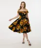 Magnolia Place Sunflower Print Barbara Swing Dress sold by Unique Vintage