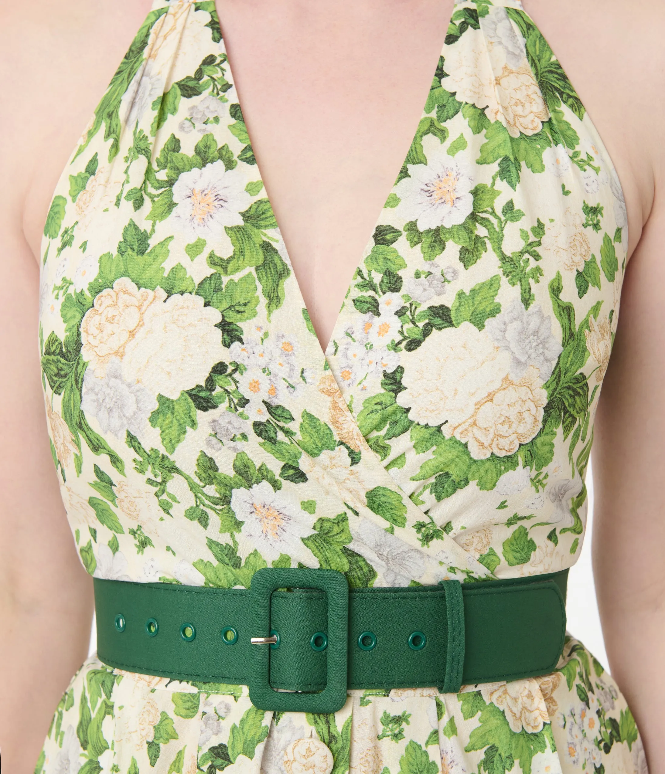 Unique Vintage White & Green Floral Tarrytown Hostess Dress sold by Unique Vintage product image thumbnail 2