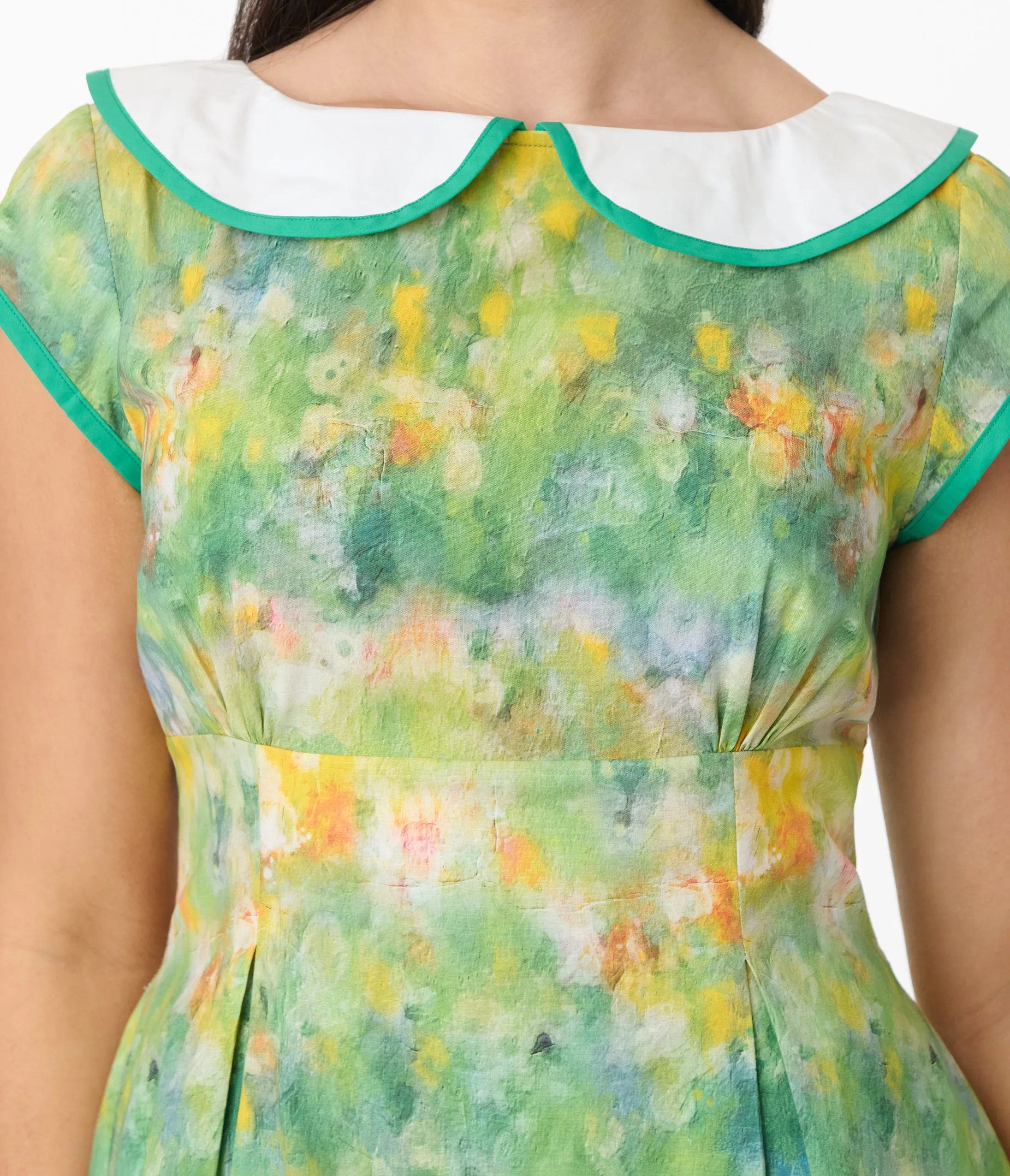 Smak Parlour Green Painted Garden Fit & Flare Dress sold by Unique Vintage product image thumbnail 2