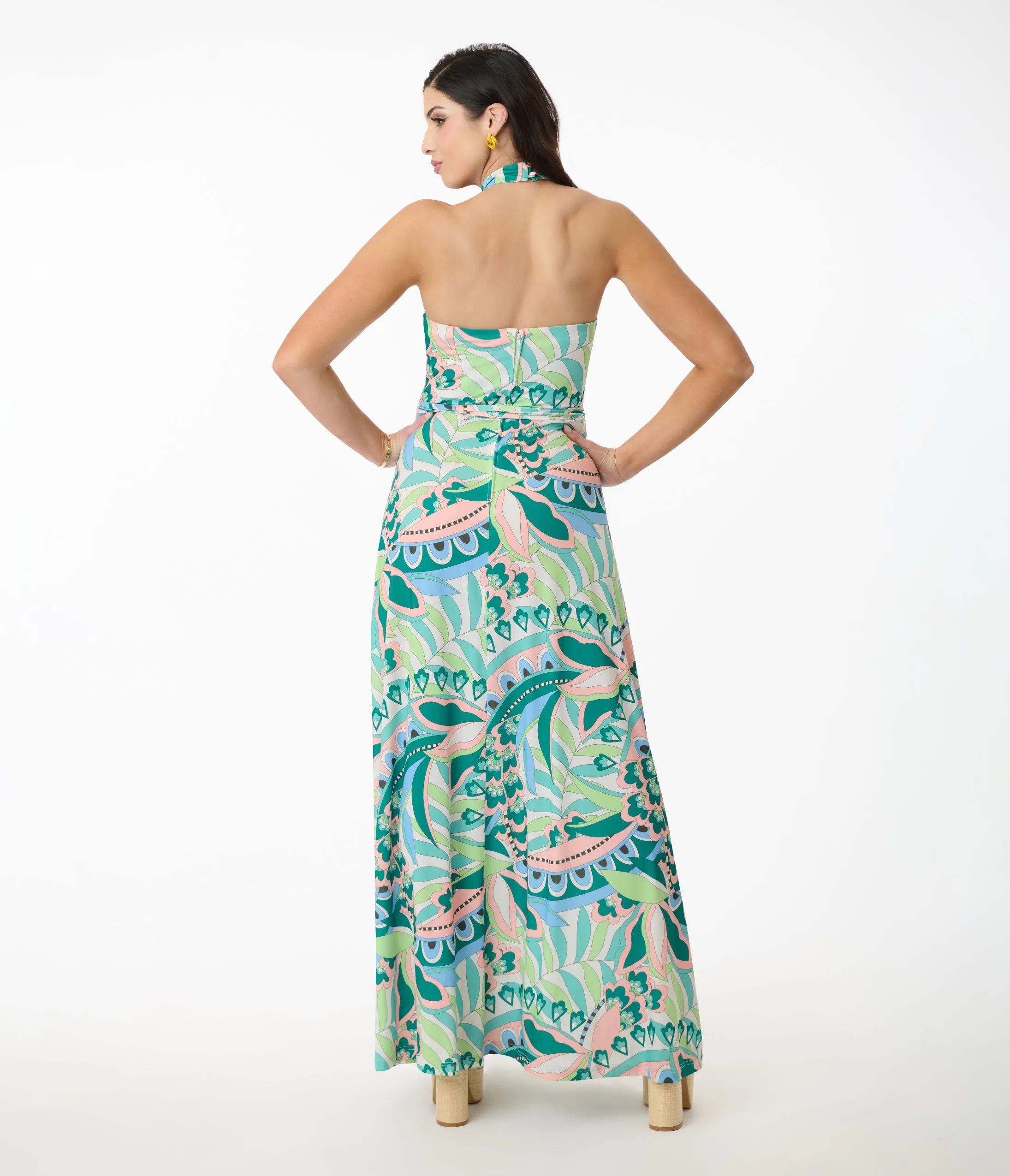 Smak Parlour Green Paisley Halter Maxi Dress sold by Unique Vintage product image thumbnail 3