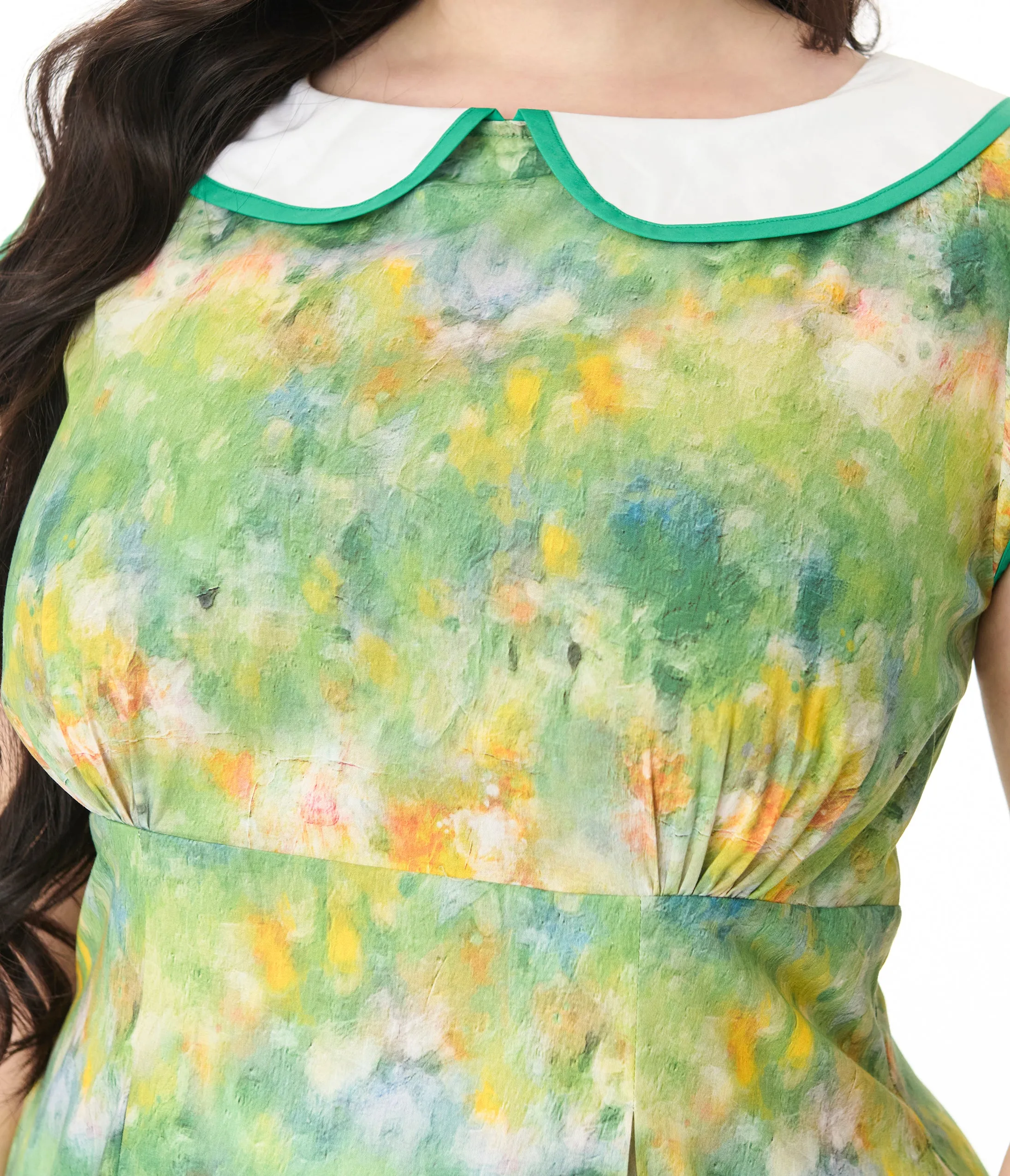 Smak Parlour Plus Size Green Painted Garden Fit & Flare Dress sold by Unique Vintage product image thumbnail 2