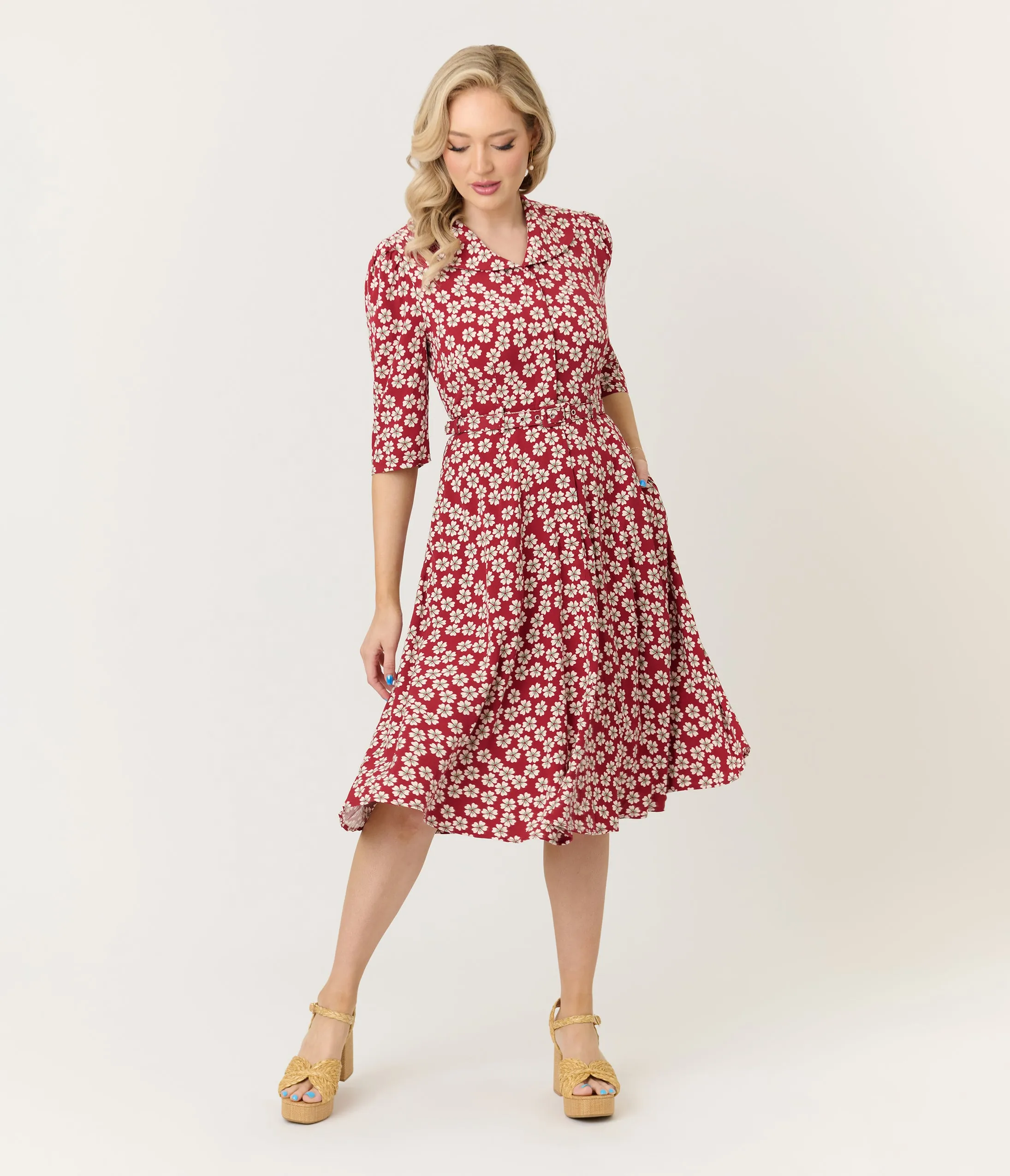 Royal Monk Red Blossom Elodie Midi Dress sold by Unique Vintage product image thumbnail 4