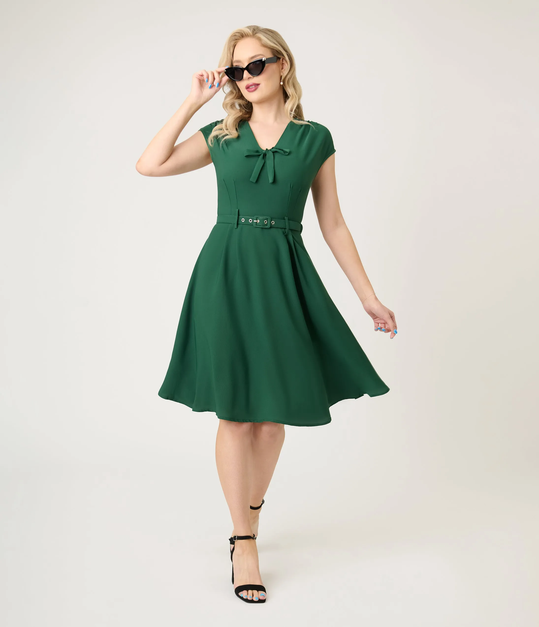 Royal Monk Green Chiffon Holly Swing Dress sold by Unique Vintage