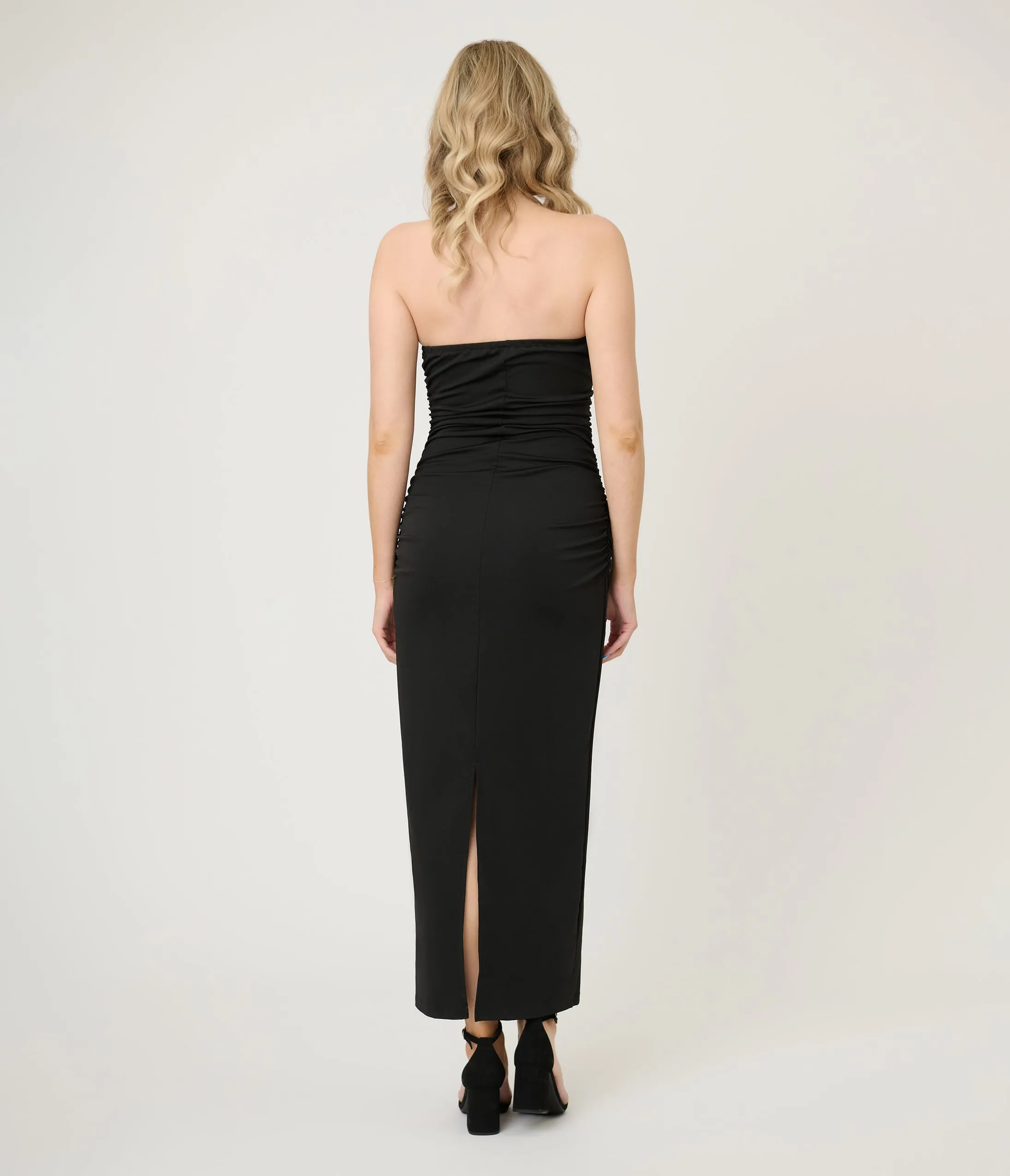 Black Spring Off The Shoulder Ruched Maxi Dress sold by Unique Vintage product image thumbnail 4
