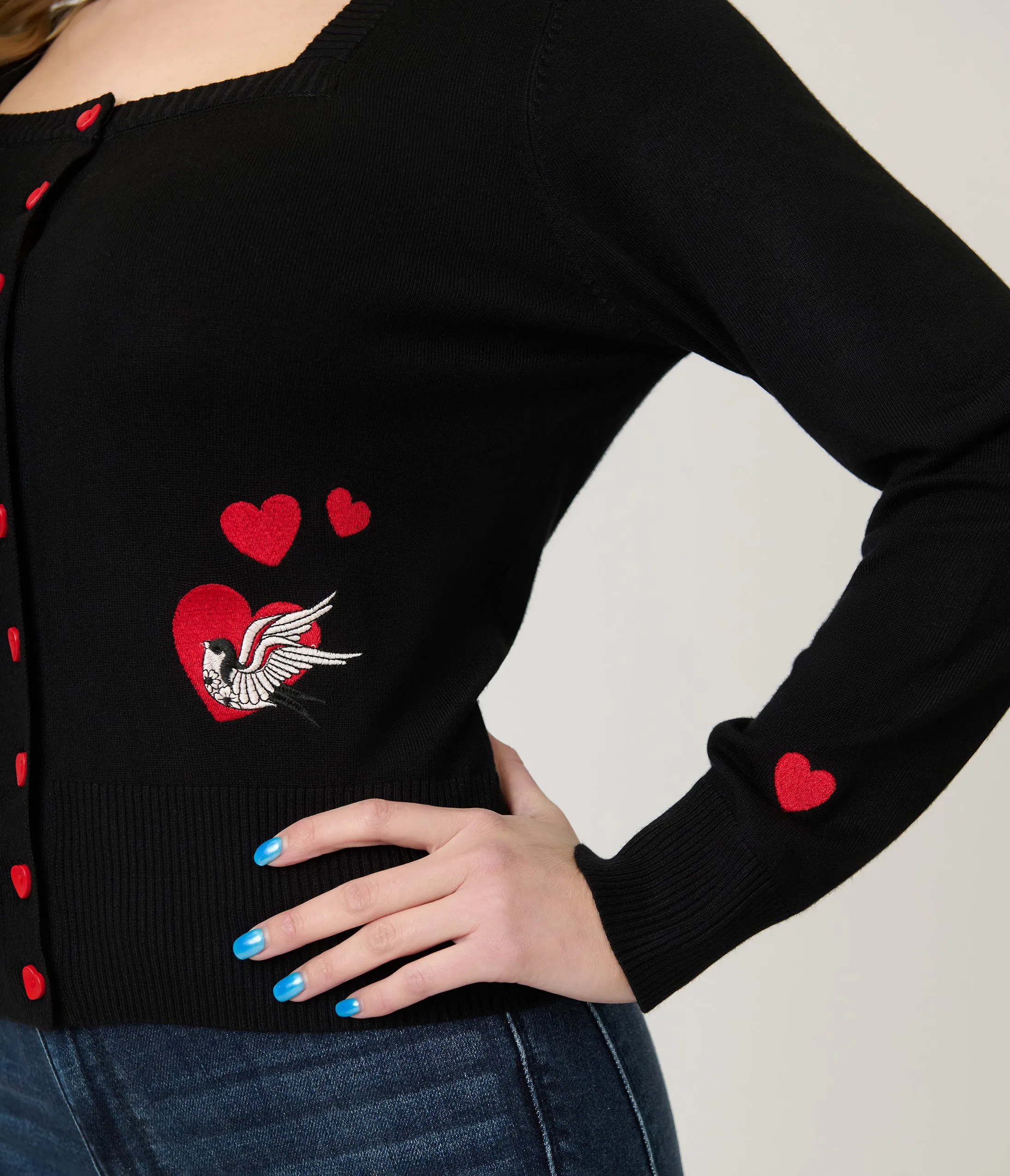 Royal Monk Black & Red Annie Love Cardigan sold by Unique Vintage product image thumbnail 2