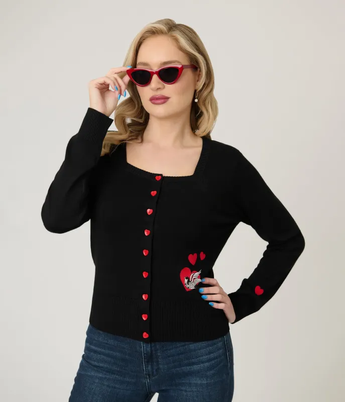 Royal Monk Black & Red Annie Love Cardigan sold by Unique Vintage