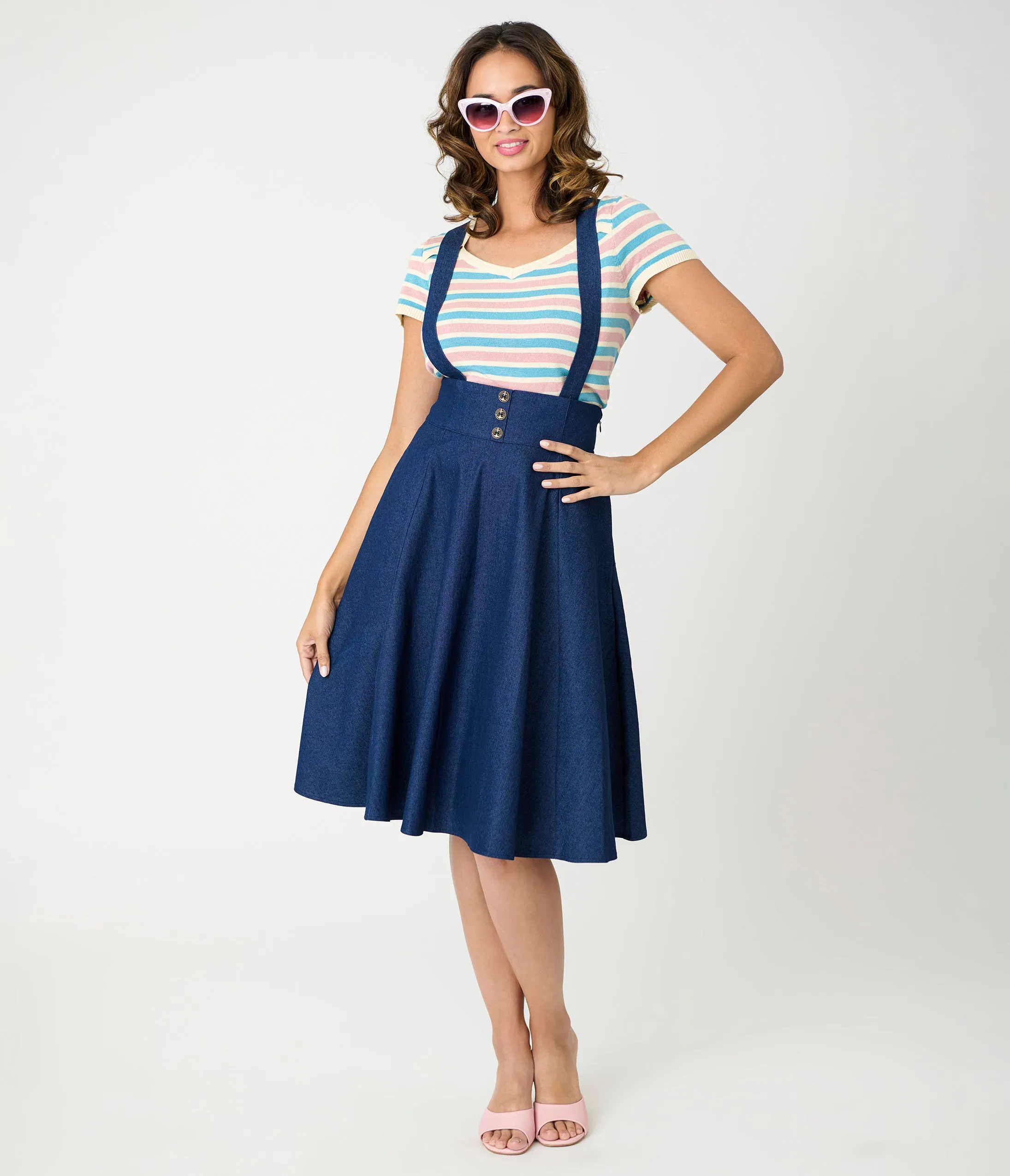 Royal Monk Blue & Pink Striped Vivian Knit Top sold by Unique Vintage product image thumbnail 4