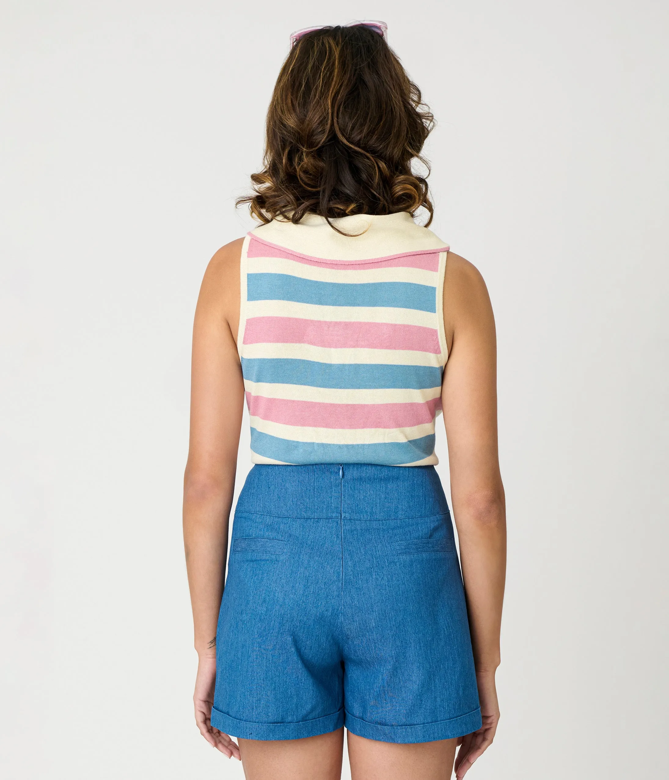 Royal Monk Blue & Pink Striped Swallow Zelda Knit Top sold by Unique Vintage product image thumbnail 3