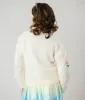 Ivory & Pink Floral Hand-Hooked Embroidered Knit Cardigan sold by Unique Vintage