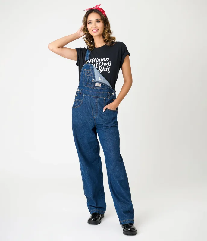 1990s Retro Utility Dark Denim Overalls sold by Unique Vintage