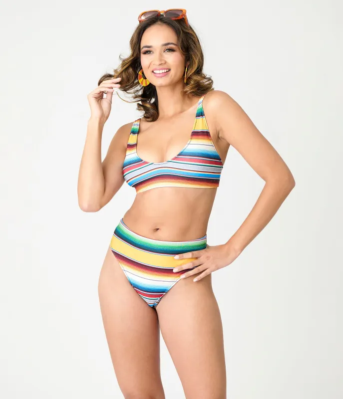 Yeehaw Mustard Serape Bikini Top sold by Unique Vintage