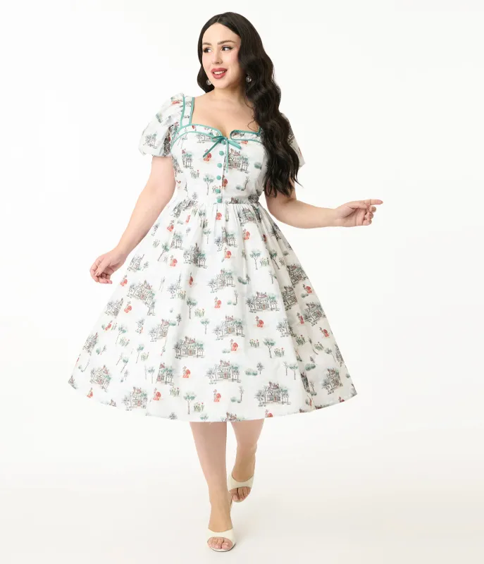 Disney's The Lady & The Tramp Collection by Unique Vintage Plus Size Lady & Tramp Button Front Swing Dress sold by Unique Vintage