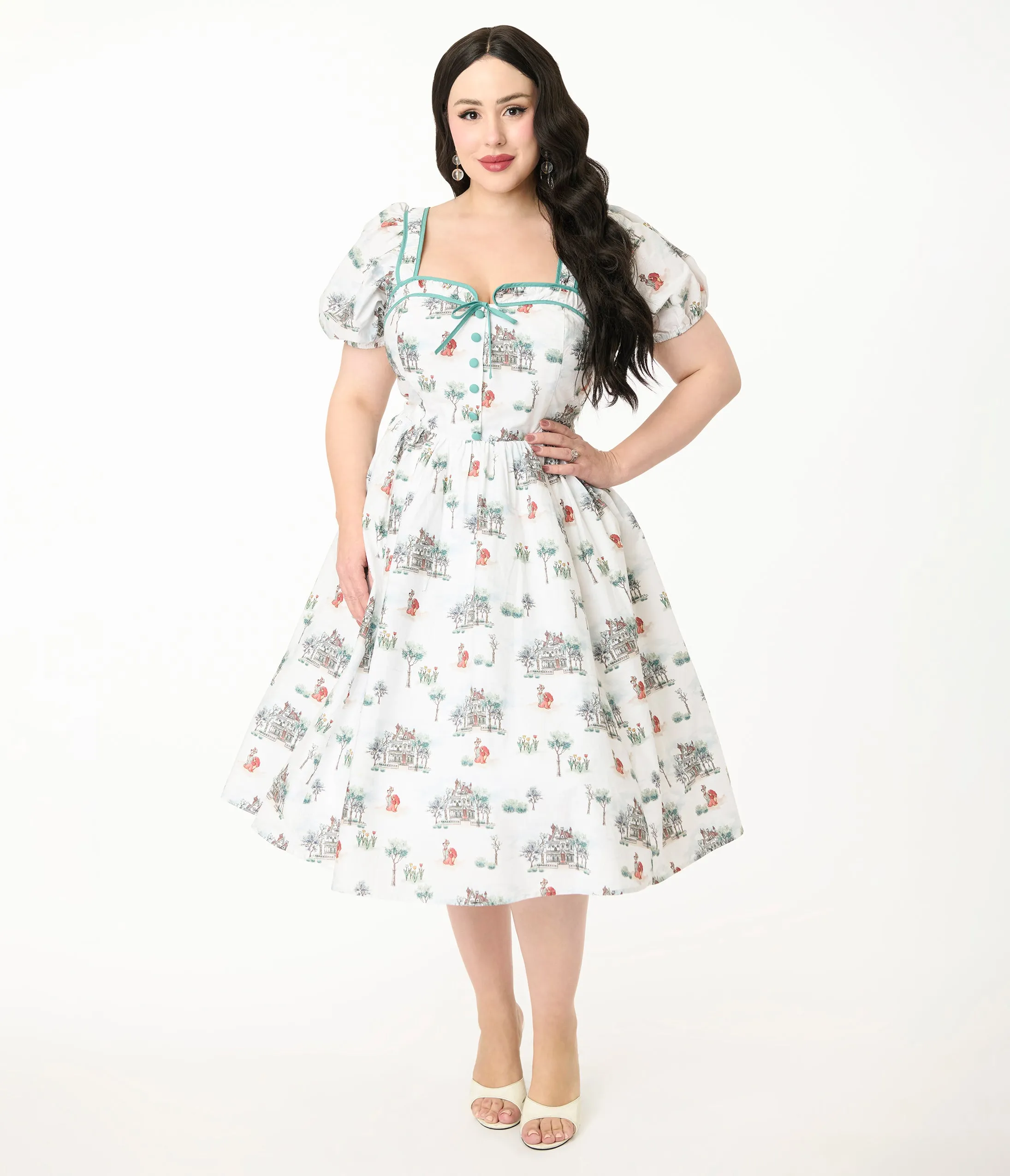 Disney's The Lady & The Tramp Collection by Unique Vintage Plus Size Lady & Tramp Button Front Swing Dress sold by Unique Vintage product image thumbnail 4