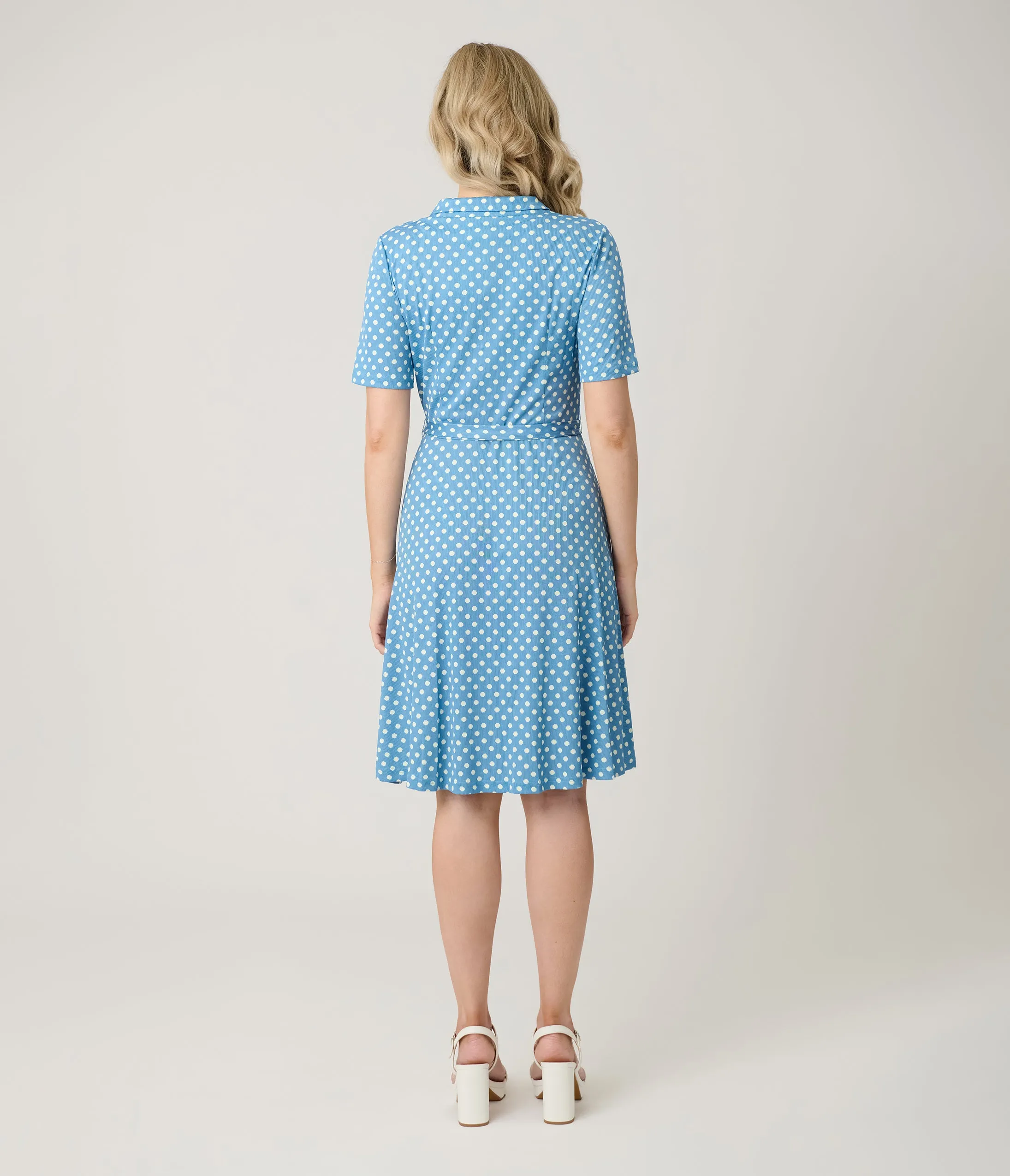 Royal Monk Blue & White Polka Dot Ellen Swing Dress sold by Unique Vintage product image thumbnail 3