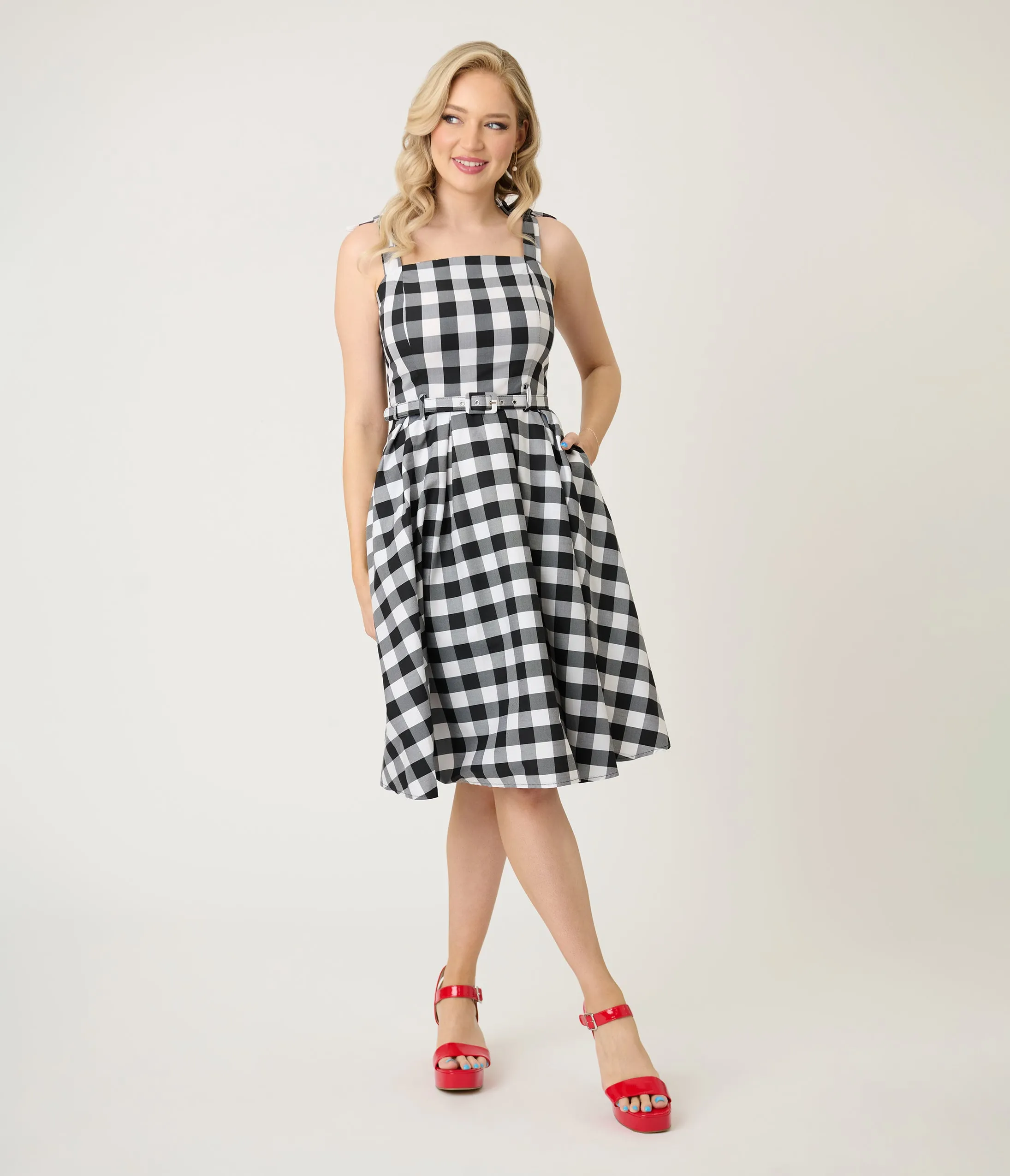 Royal Monk Black & White Gingham June Swing Dress sold by Unique Vintage product image thumbnail 4