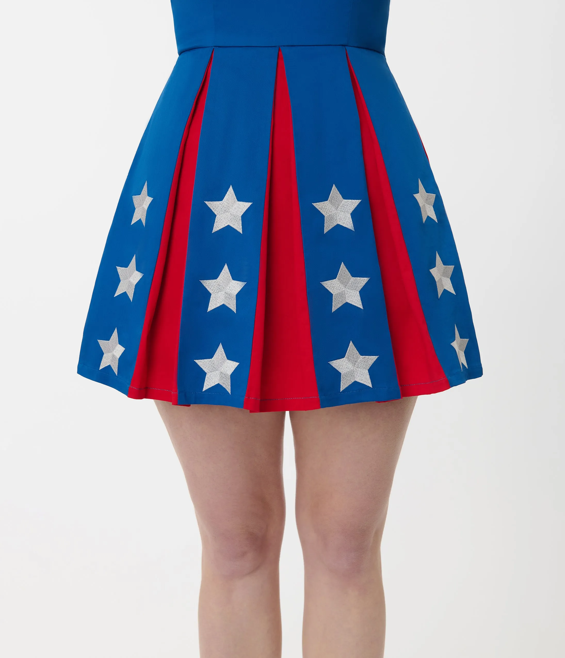 Smak Parlour Red, Blue, & White Star Pleated Skirted Romper sold by Unique Vintage product image thumbnail 2