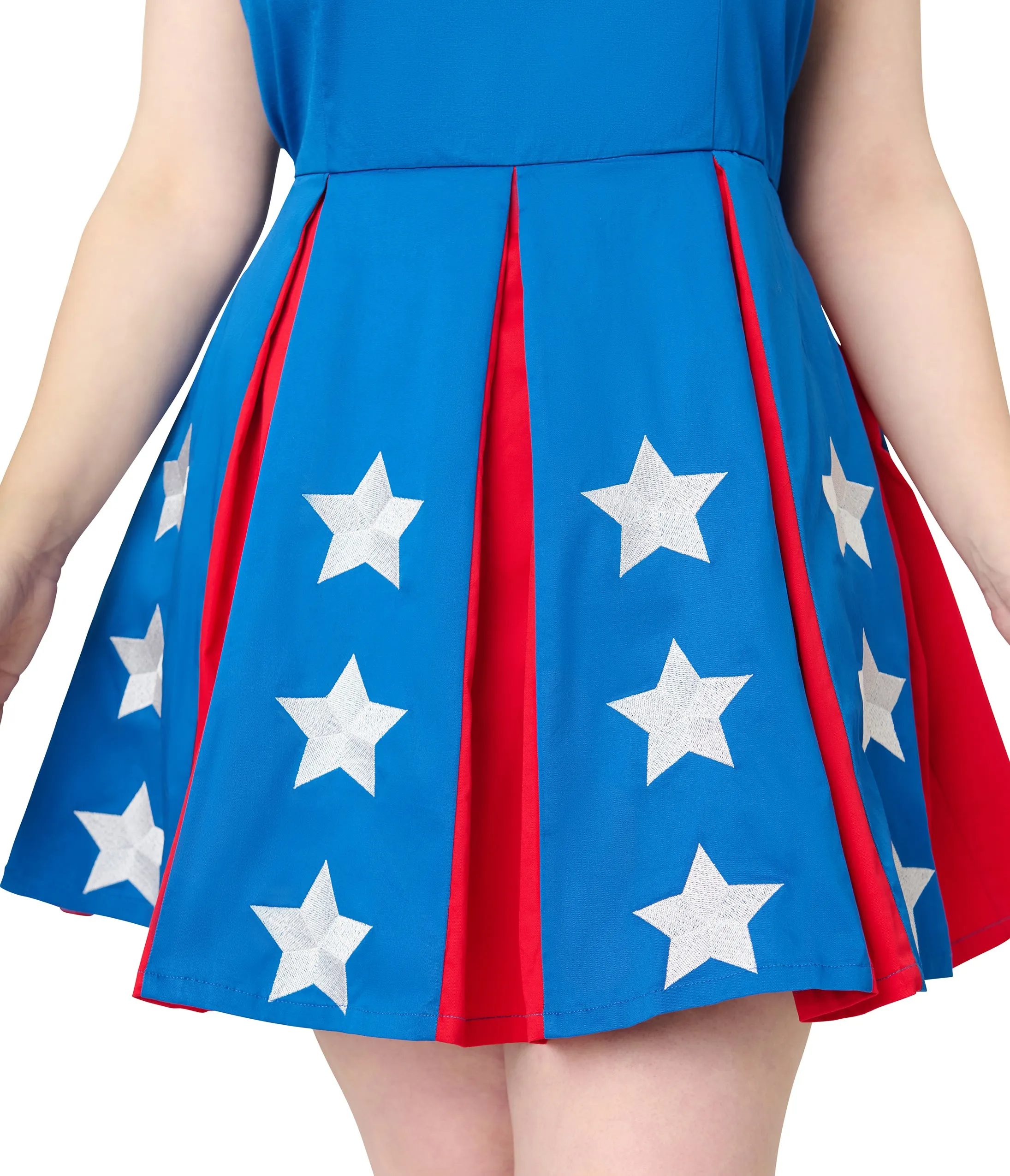 Smak Parlour Plus Size Red, Blue, & White Star Pleated Skirted Romper sold by Unique Vintage product image thumbnail 2