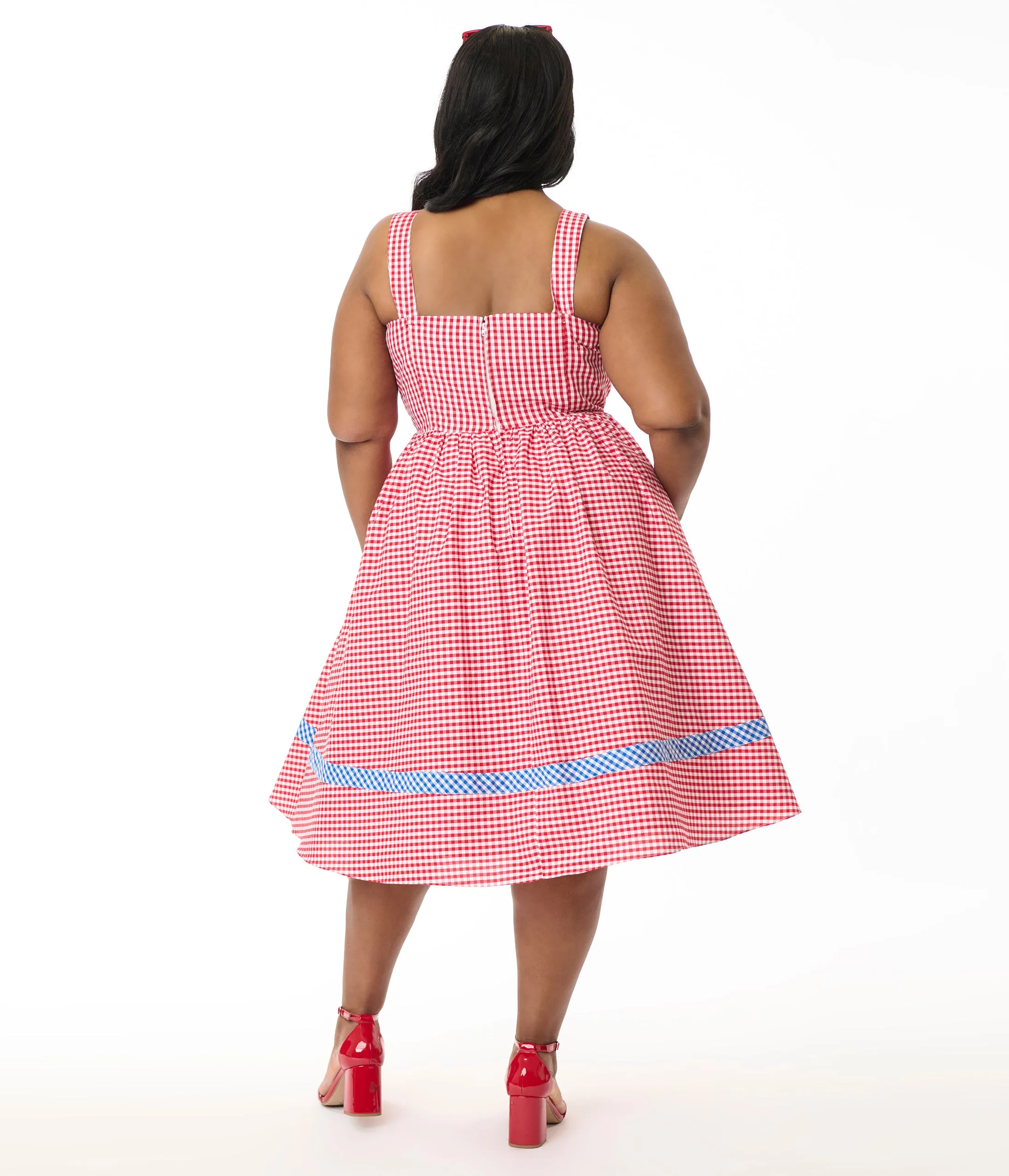 Unique Vintage Plus Size Red & Blue Gingham Swing Dress sold by Unique Vintage product image thumbnail 3