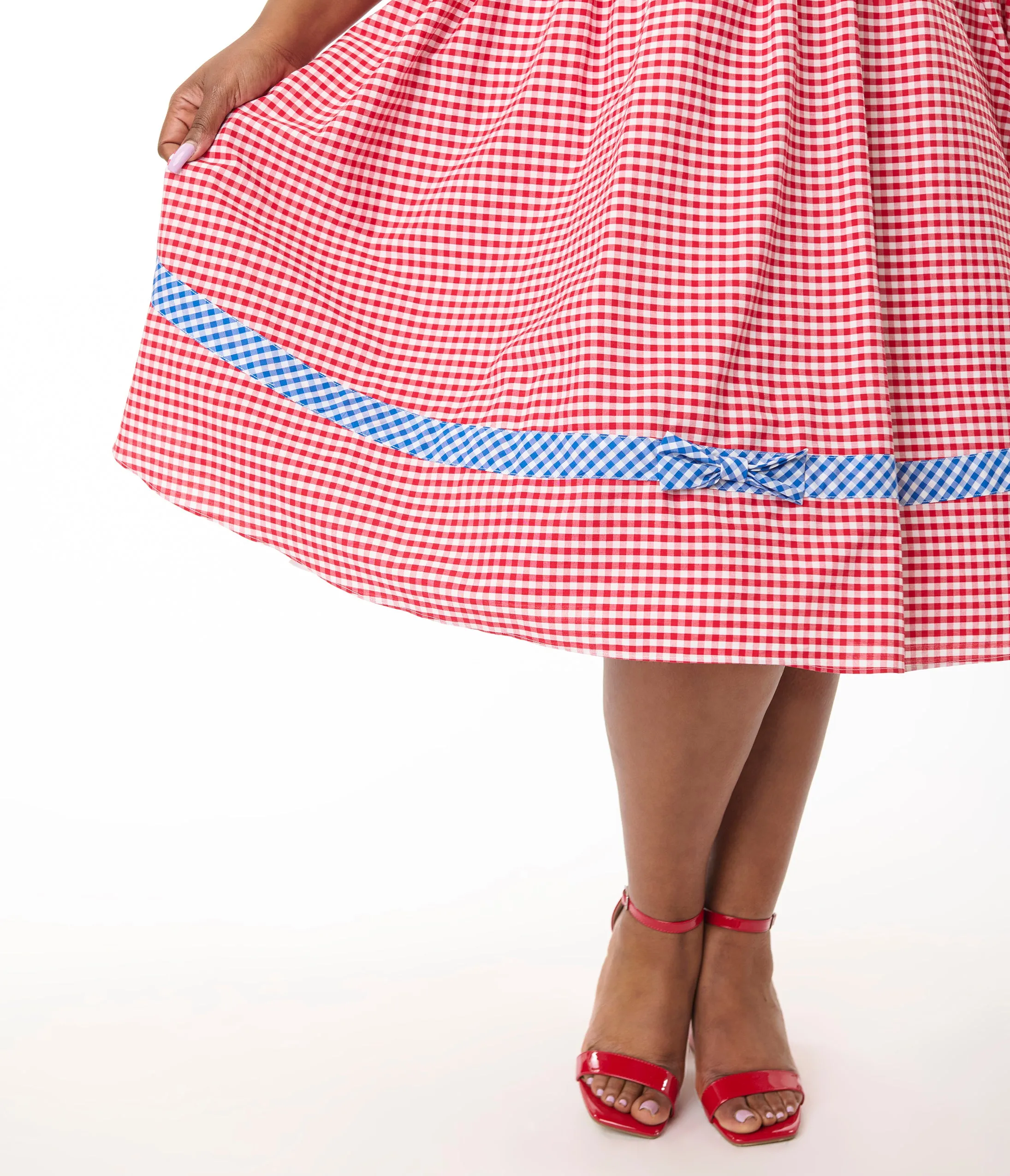 Unique Vintage Plus Size Red & Blue Gingham Swing Dress sold by Unique Vintage product image thumbnail 2