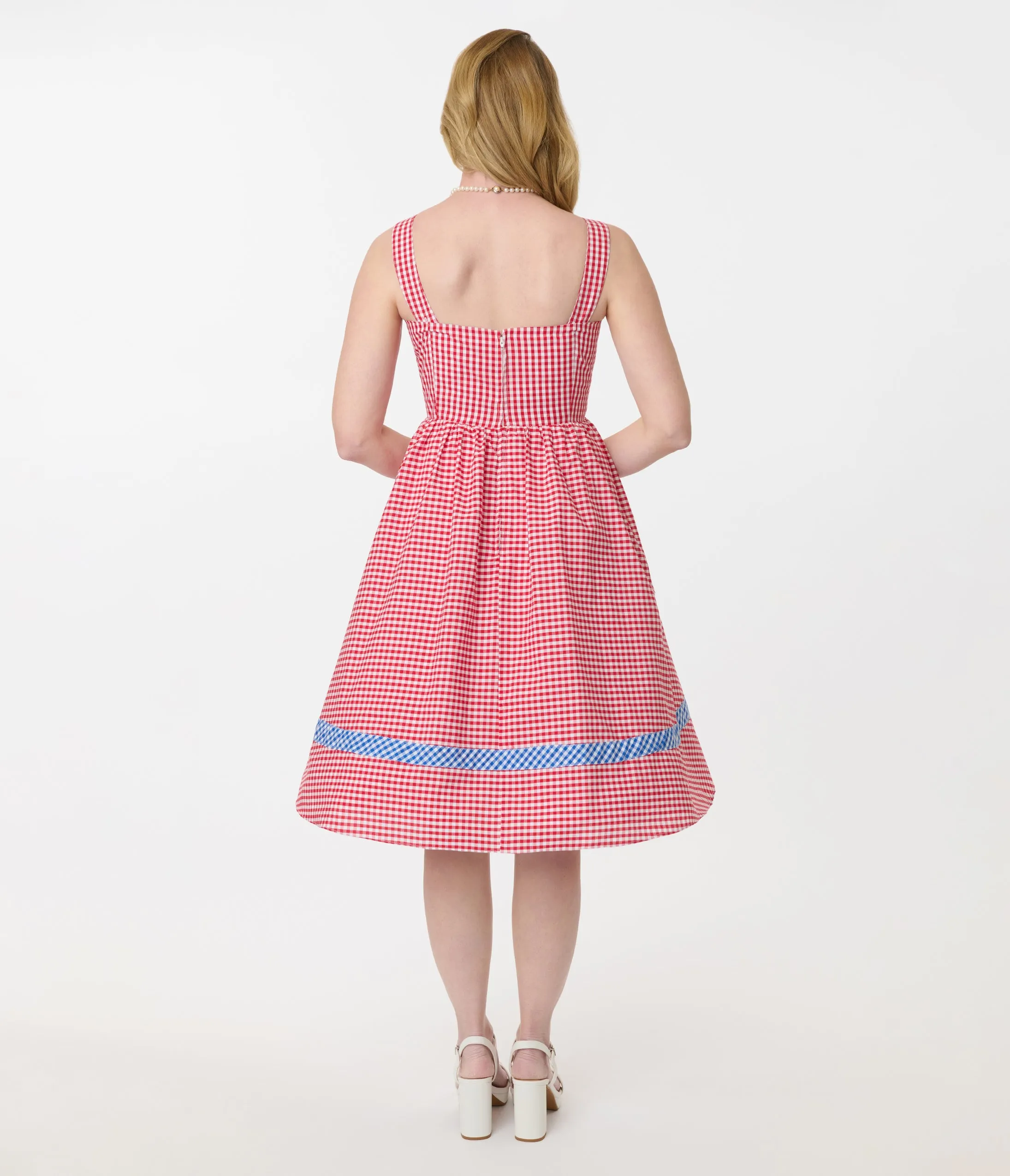 Unique Vintage Red & Blue Gingham Swing Dress sold by Unique Vintage product image thumbnail 4
