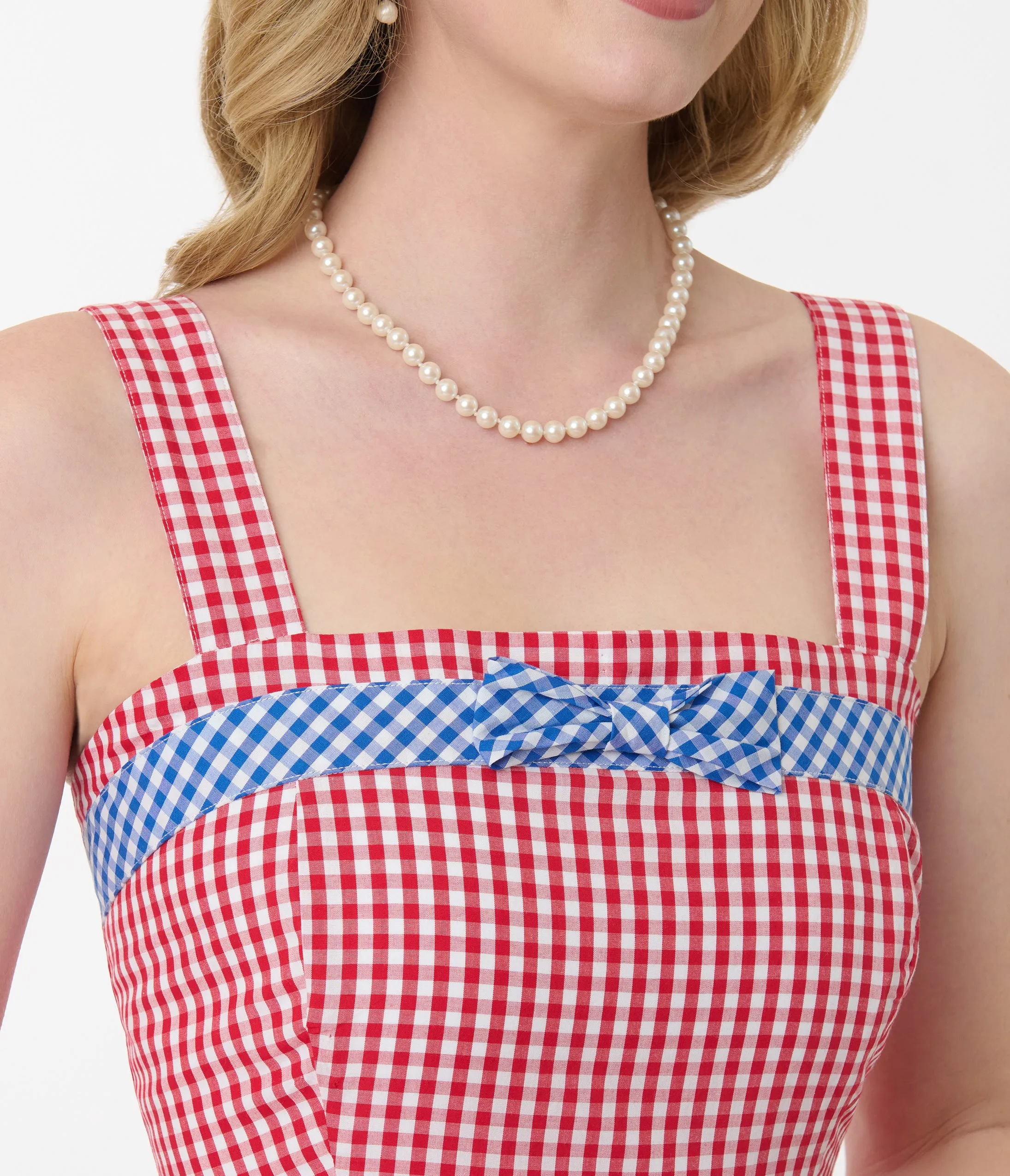 Unique Vintage Red & Blue Gingham Swing Dress sold by Unique Vintage product image thumbnail 2