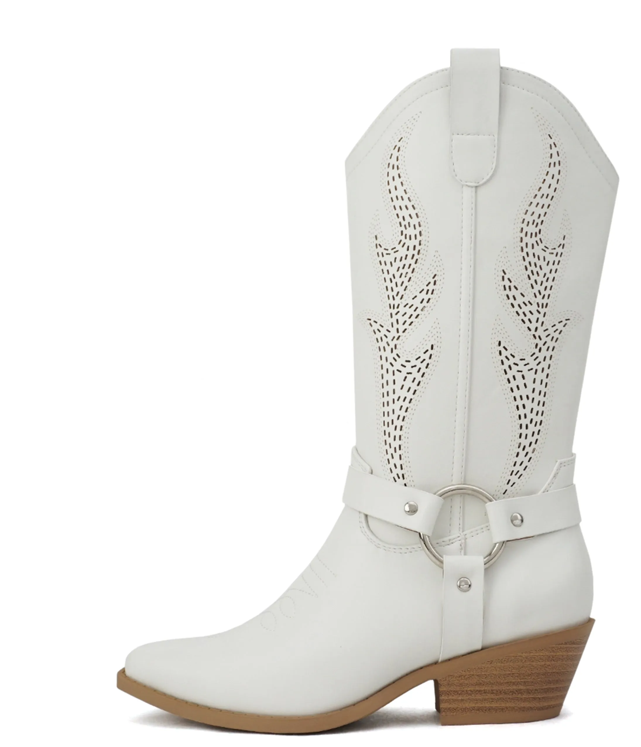 White Leatherette Camden Cowboy Boots sold by Unique Vintage