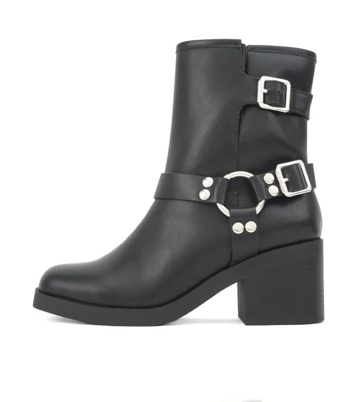 Black Calf Buckle Boots sold by Unique Vintage