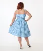 Unique Vintage Plus Size Blue & White Gingham Bobbie Swing Dress sold by Unique Vintage