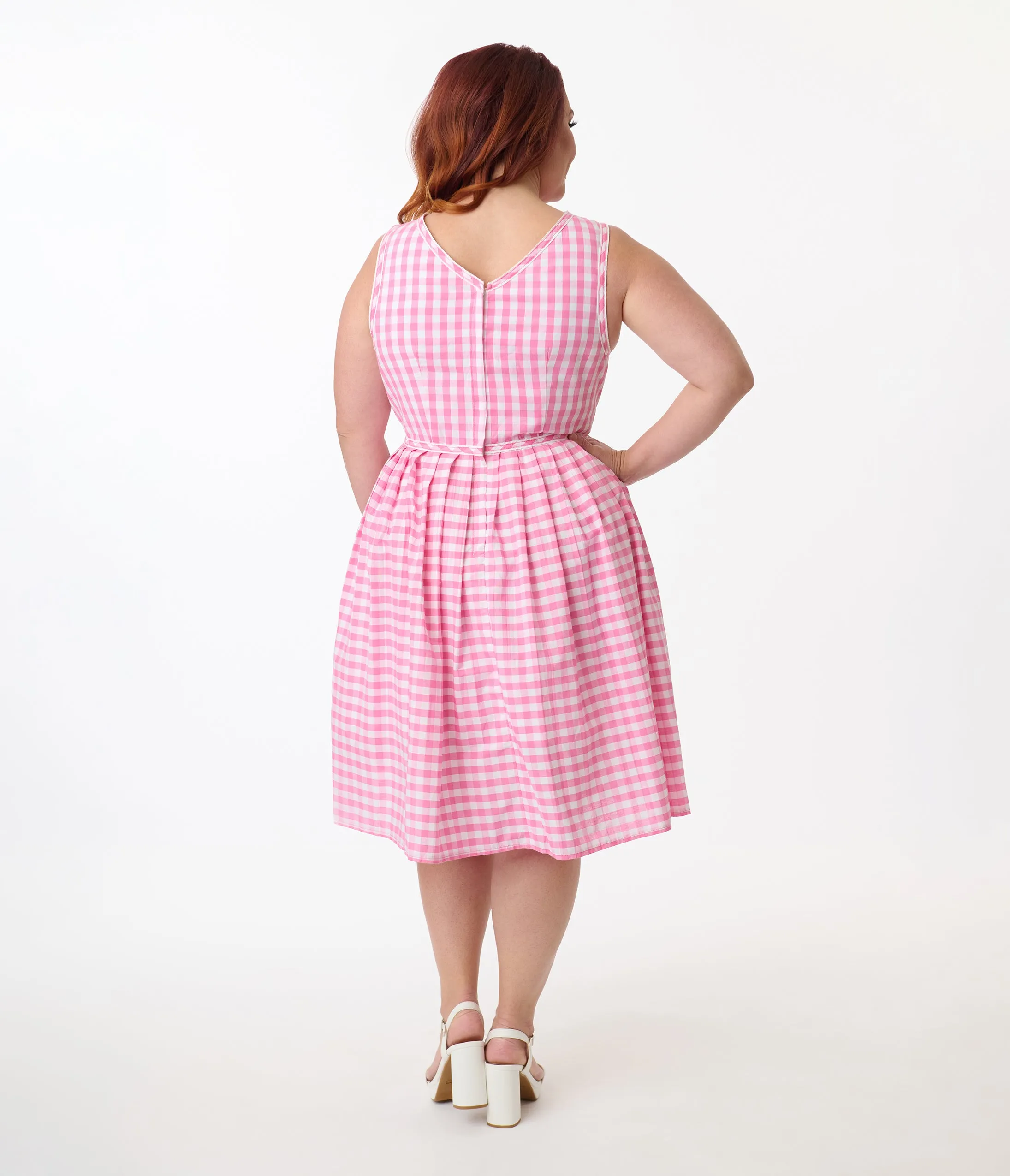 Unique Vintage Plus Size Pink Gingham Picnic Weave Swing Dress sold by Unique Vintage product image thumbnail 4