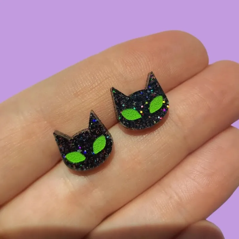 Spooky Cat Stud Earrings sold by Unique Vintage