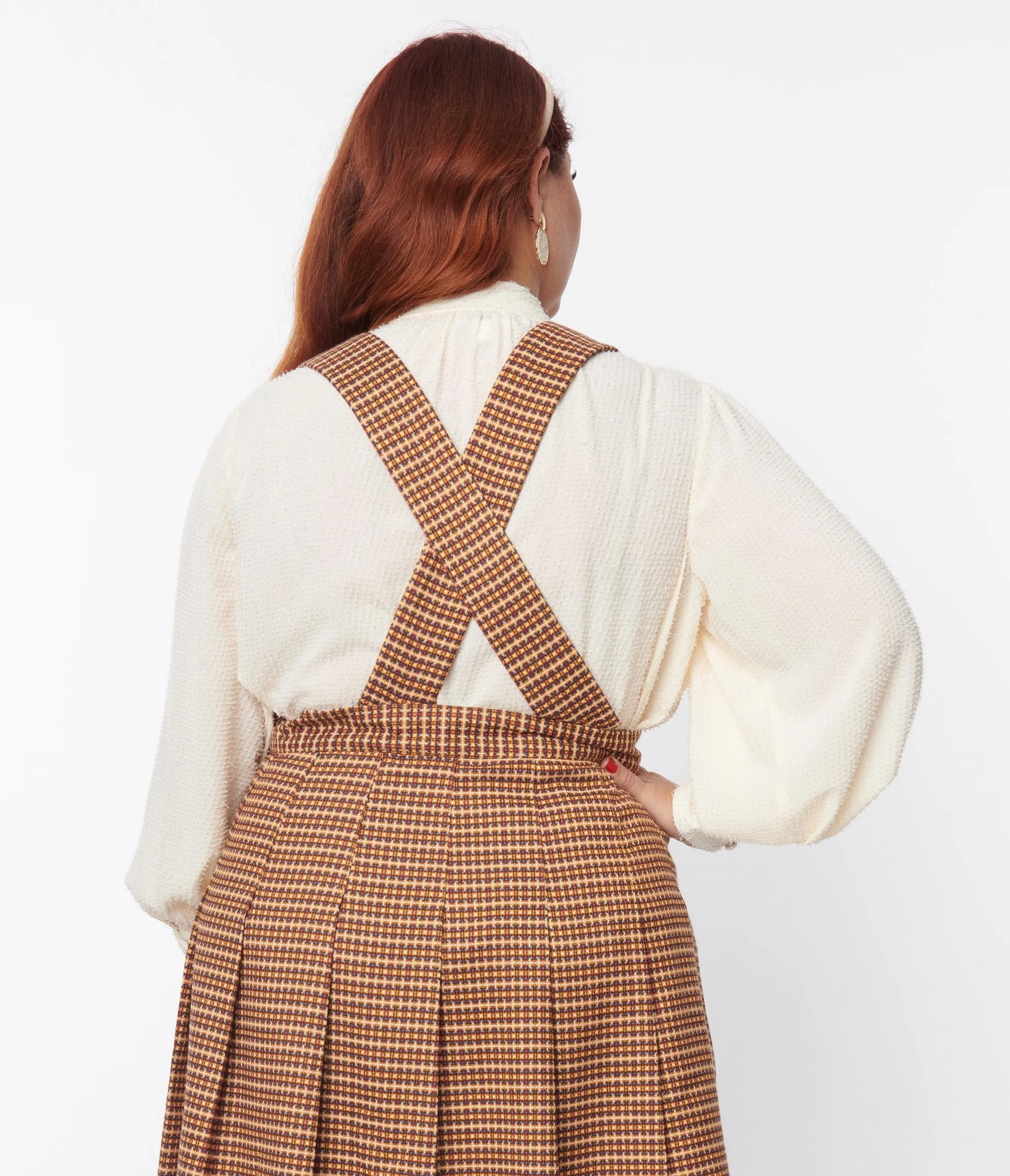 Unique Vintage Plus Size 1940s Ivory Clip Dot Neck Bow Blouse sold by Unique Vintage product image thumbnail 3