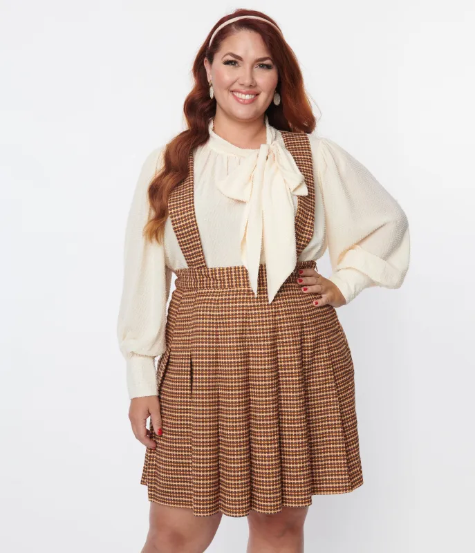 Unique Vintage Plus Size 1940s Ivory Clip Dot Neck Bow Blouse sold by Unique Vintage