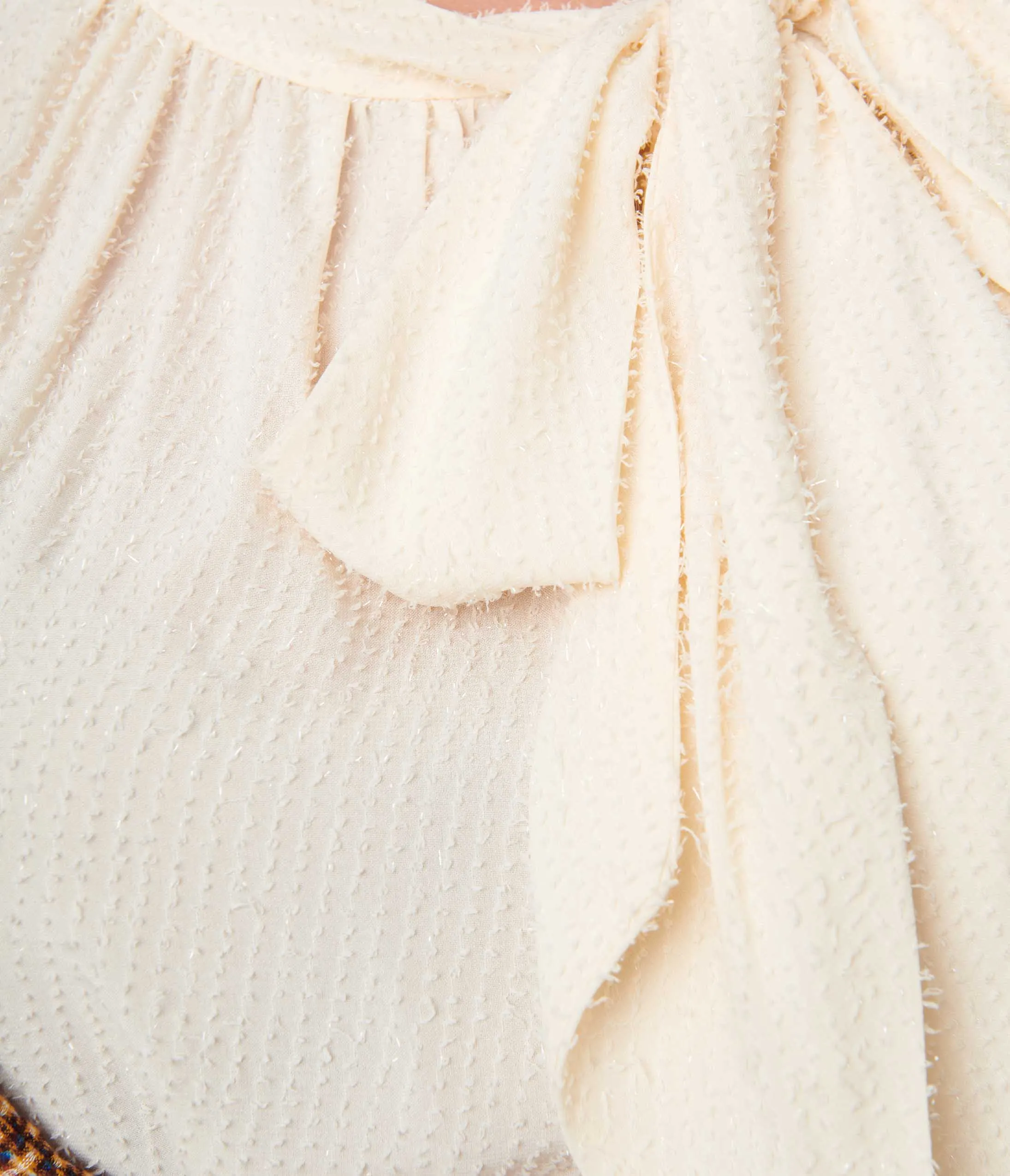 Unique Vintage Plus Size 1940s Ivory Clip Dot Neck Bow Blouse sold by Unique Vintage product image thumbnail 2