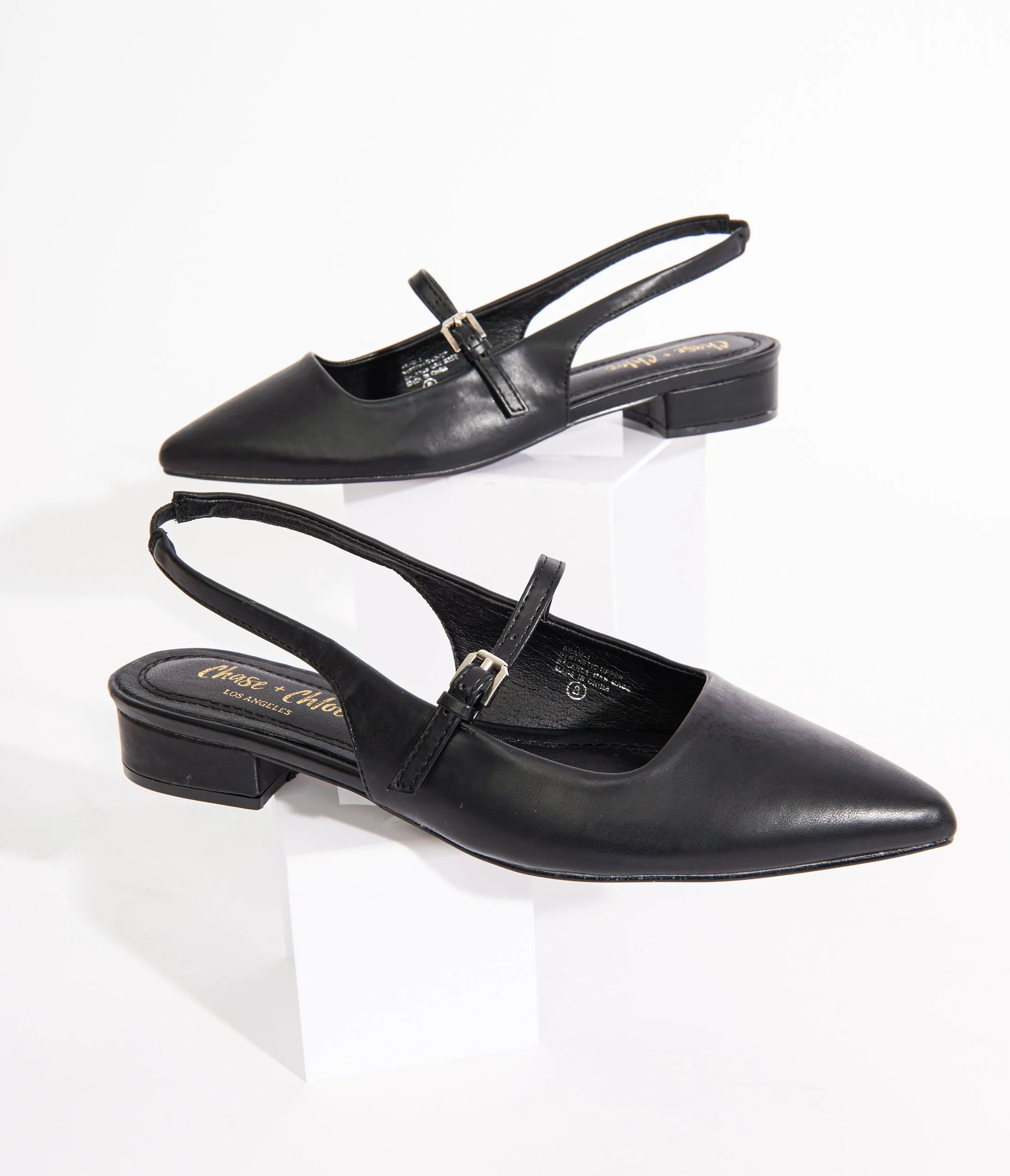 Black Leatherette Slingback Mary Jane Flats sold by Unique Vintage product image thumbnail 2
