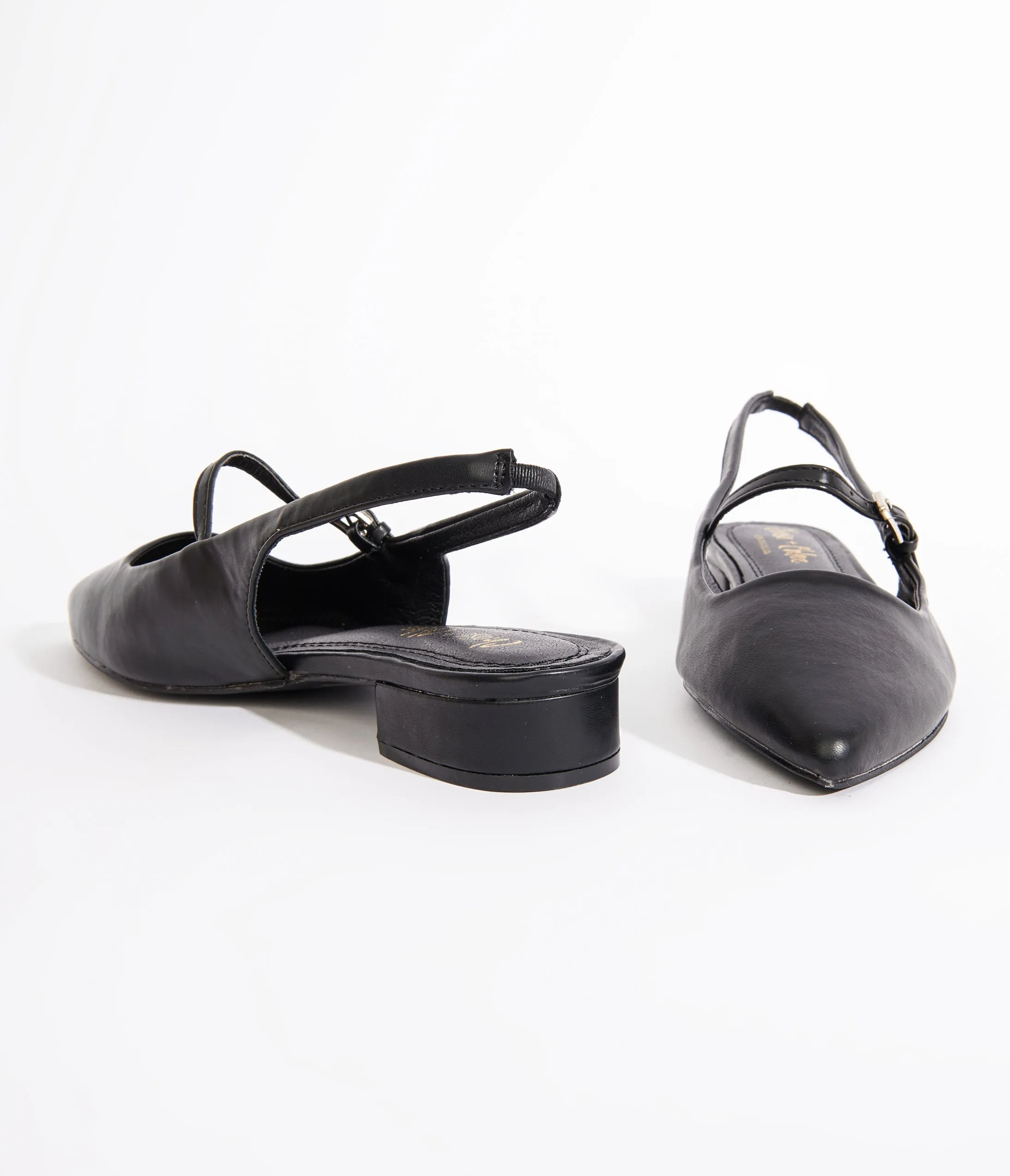 Black Leatherette Slingback Mary Jane Flats sold by Unique Vintage product image thumbnail 3