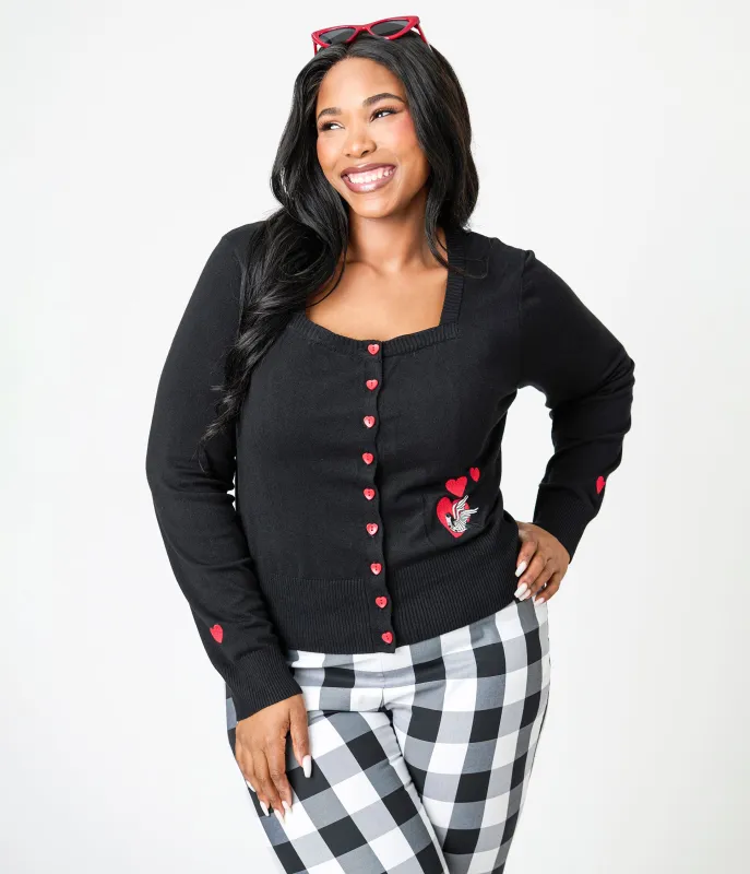 Royal Monk Plus Size Black & Red Annie Love Cardigan sold by Unique Vintage