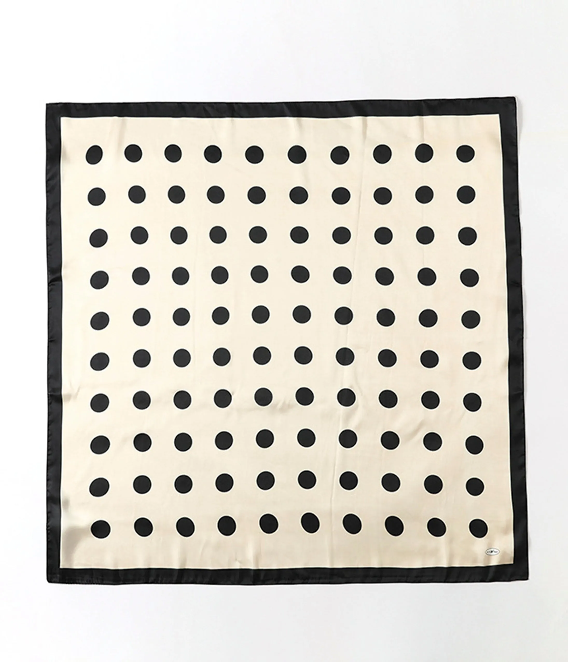 Beige & Black Polka Dot Silk Scarf sold by Unique Vintage product image thumbnail 2