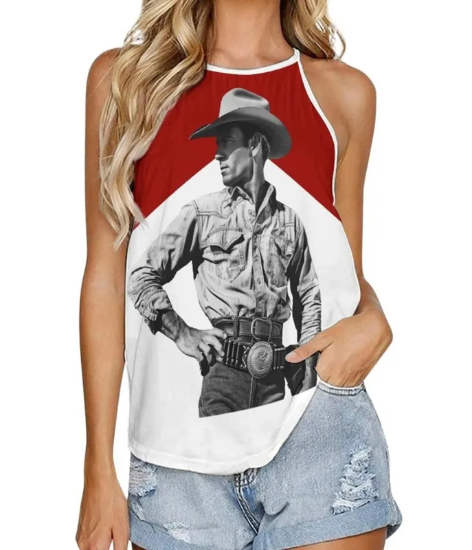 Black & White Vintage Cowboy Tank Top sold by Unique Vintage