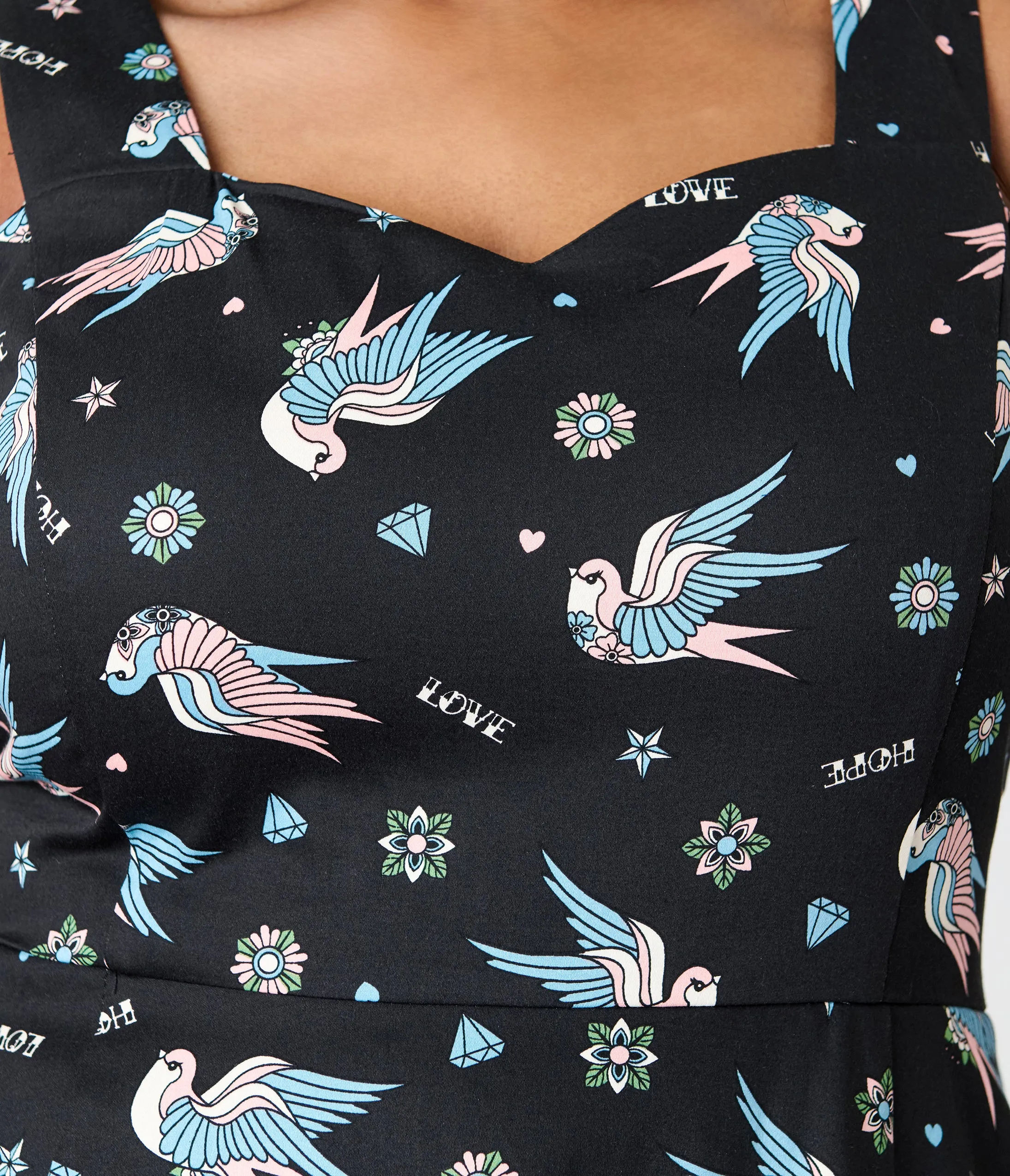 Royal Monk Plus Size Black & Blue Swallow Print Marilou Swing Dress sold by Unique Vintage product image thumbnail 2