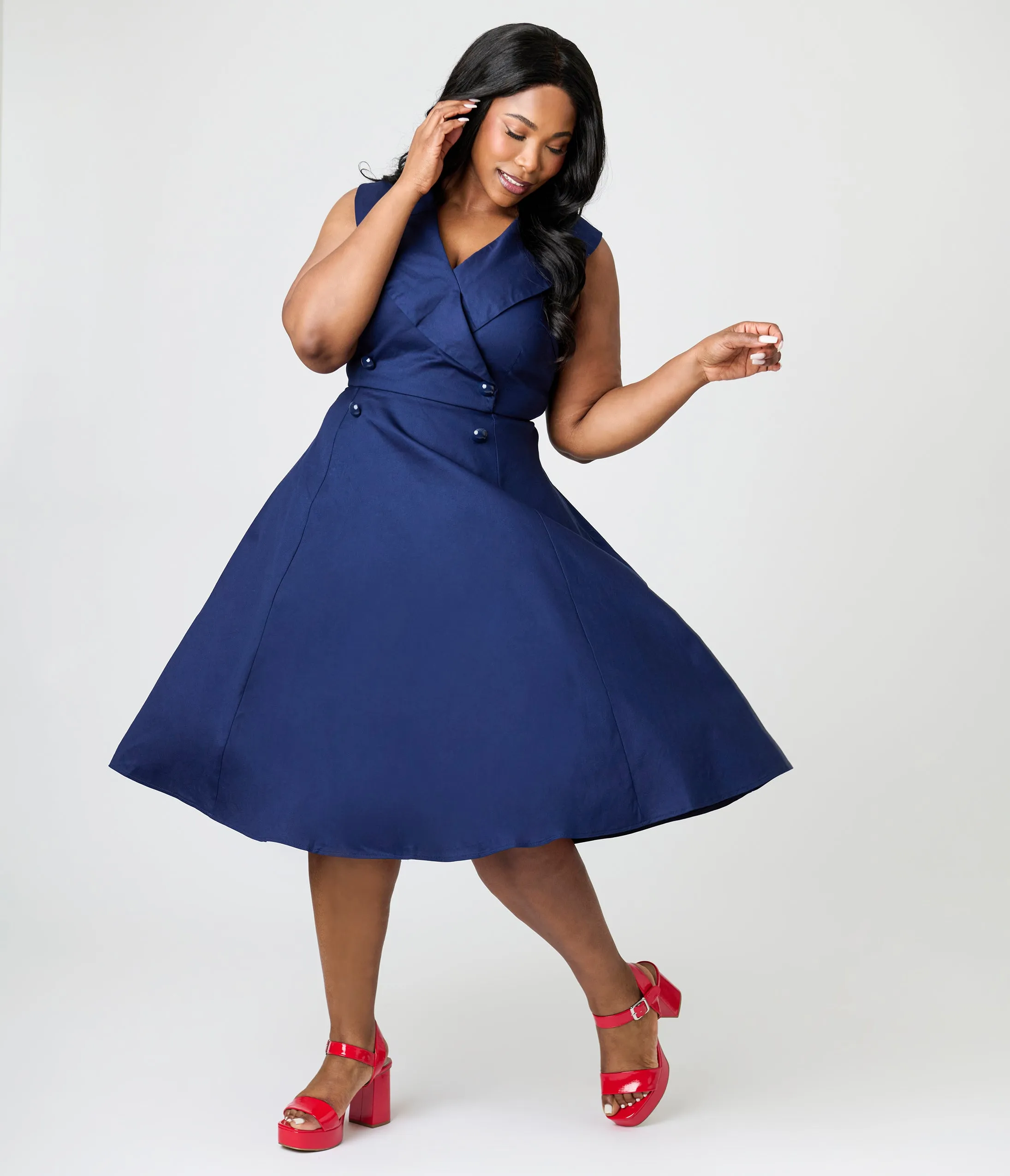 Royal Monk Plus Size Navy Sailor Isla Swing Dress sold by Unique Vintage product image thumbnail 4