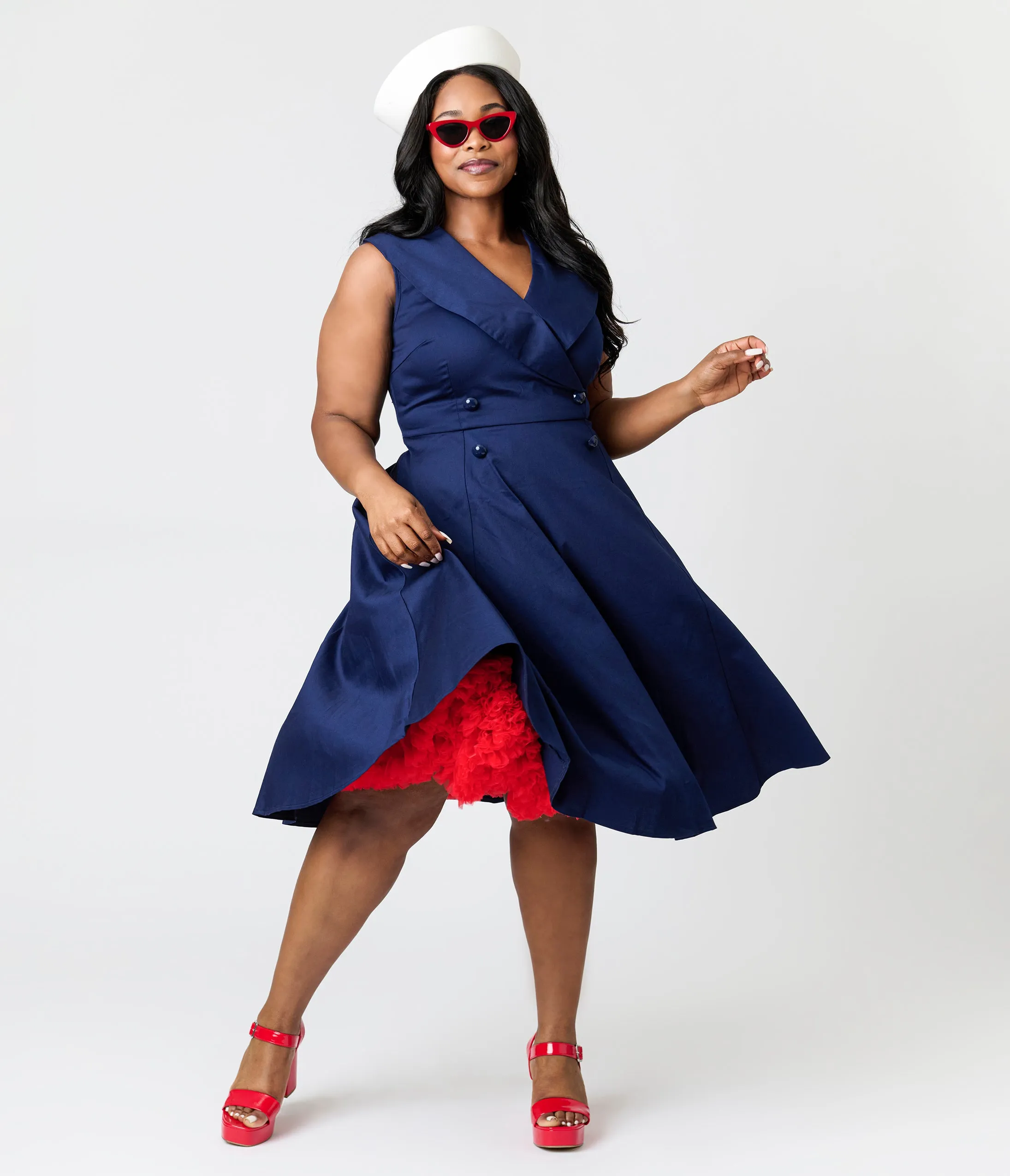 Royal Monk Plus Size Navy Sailor Isla Swing Dress sold by Unique Vintage product image thumbnail 5