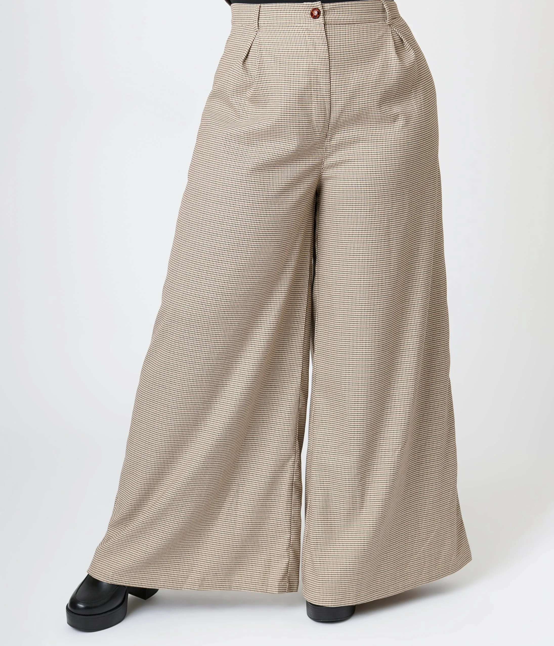 Royal Monk Plus Size Brown Houndstooth Eliza Trousers sold by Unique Vintage product image thumbnail 3