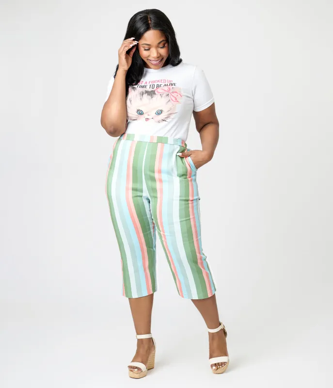 Royal Monk Plus Size Lollipop Stripe Esme Capri Pants sold by Unique Vintage