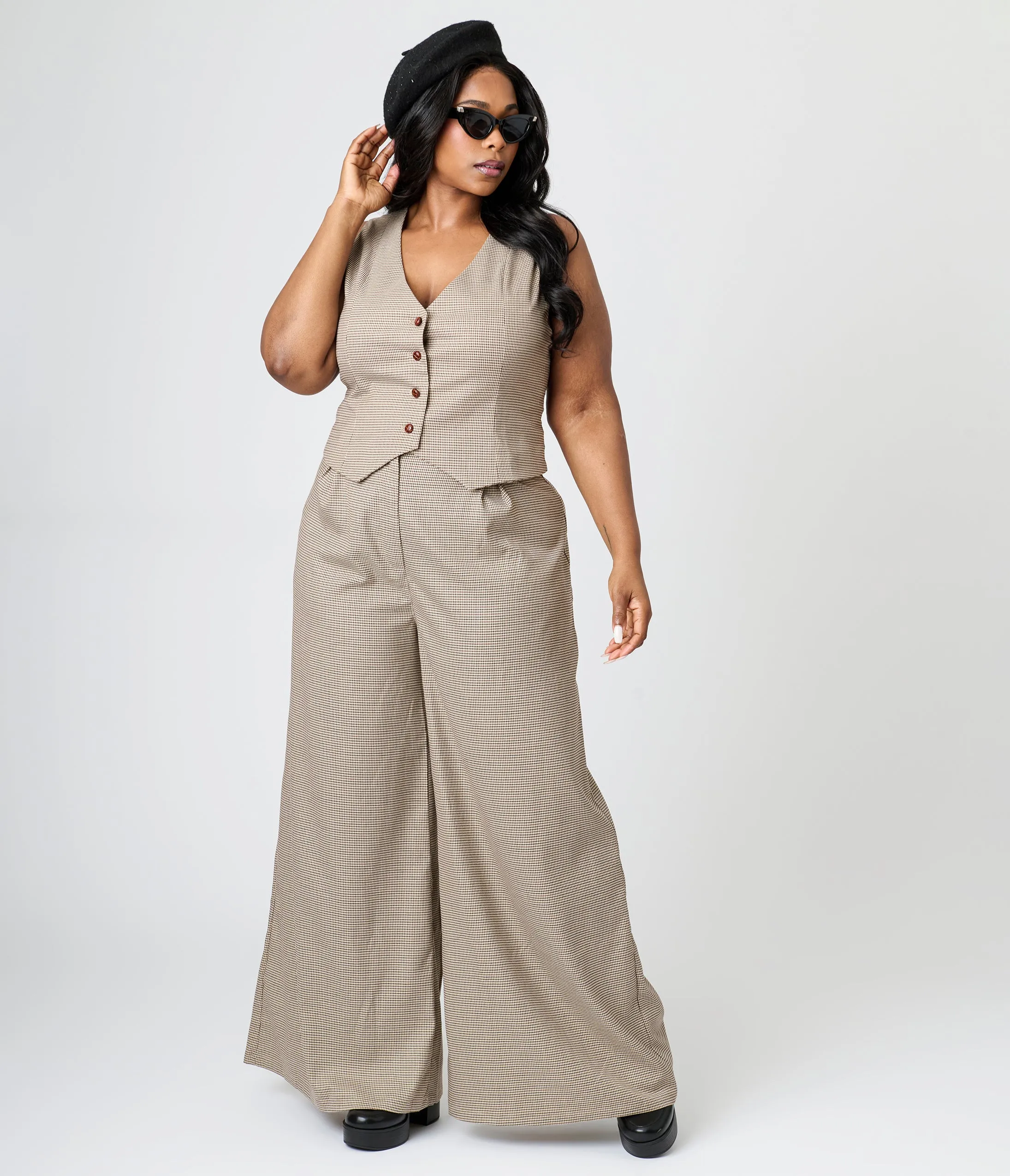 Royal Monk Plus Size Brown Houndstooth Hallie Vest sold by Unique Vintage product image thumbnail 4