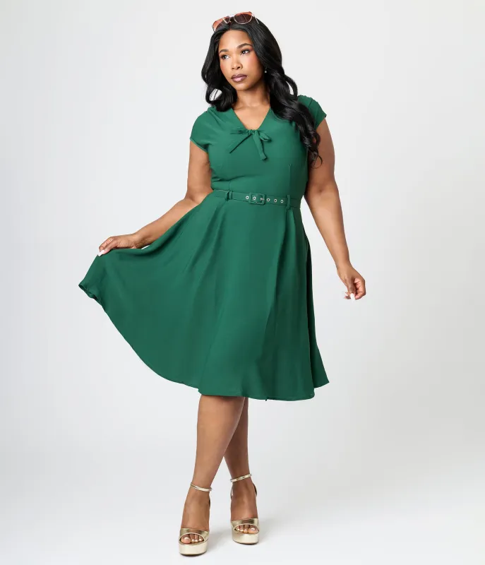 Royal Monk Plus Size Green Chiffon Holly Swing Dress sold by Unique Vintage