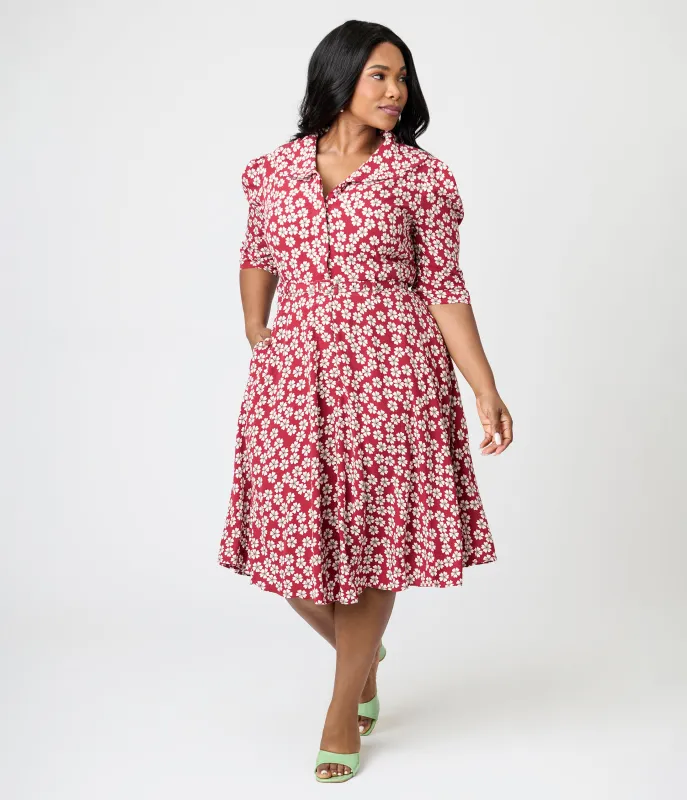 Royal Monk Plus Size Red Blossom Elodie Midi Dress sold by Unique Vintage